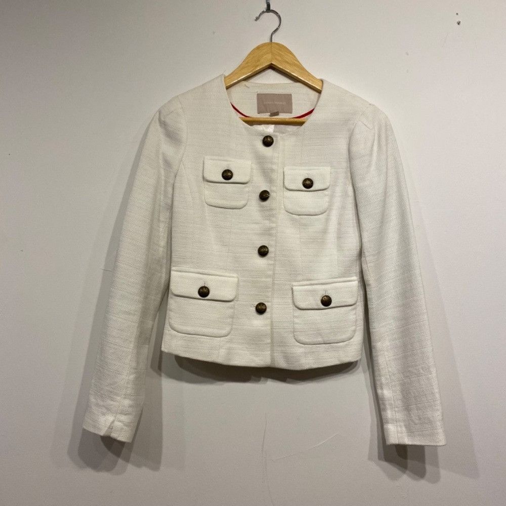Banana Republic Banana Republic Woven Cotton White Lady Jacket Size XS / US 0-2 / IT 36-38 - 5 Thumbnail