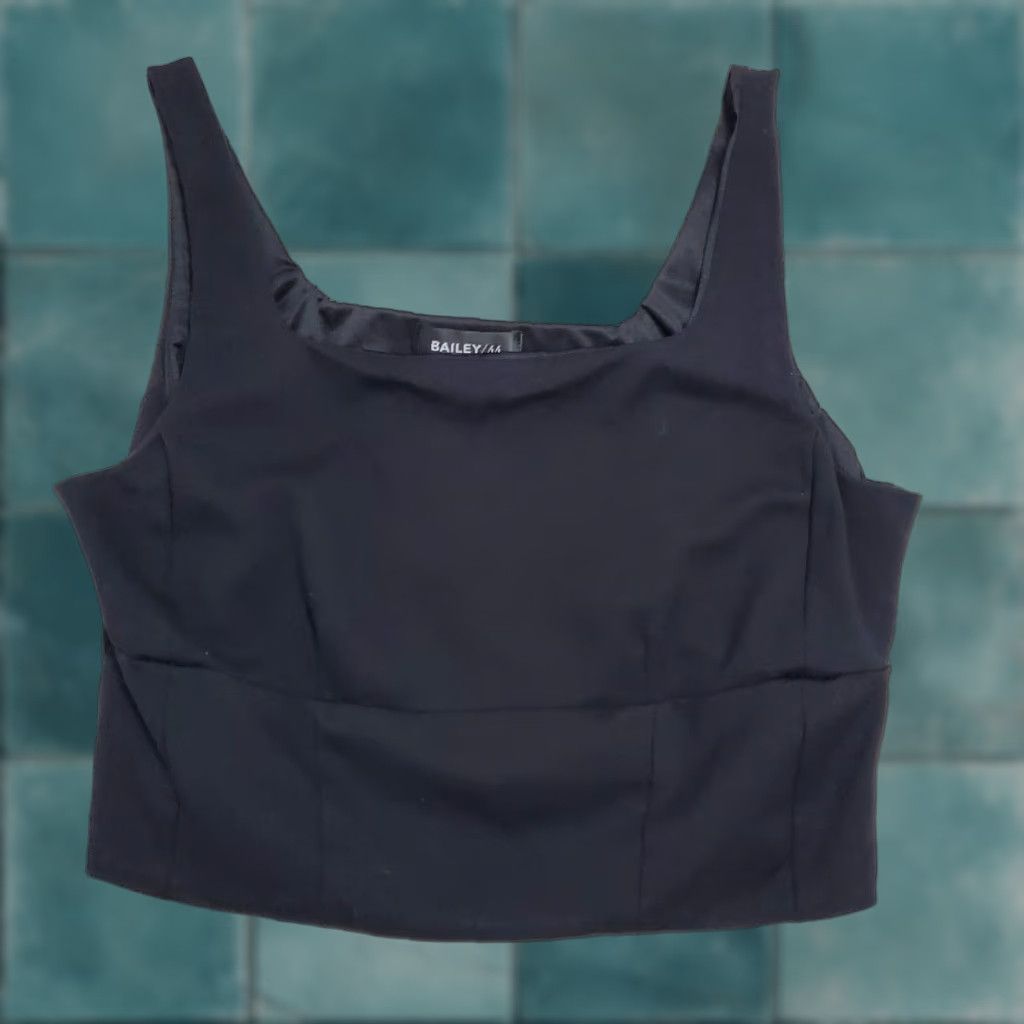 Bailey 44 Bailey 44 Top Women XL Black Cropped Square Neck Rayon Blend Side Zip Stretch Tank Shirt Size XL / US 12-14 / IT 48-50 - 1 Thumbnail