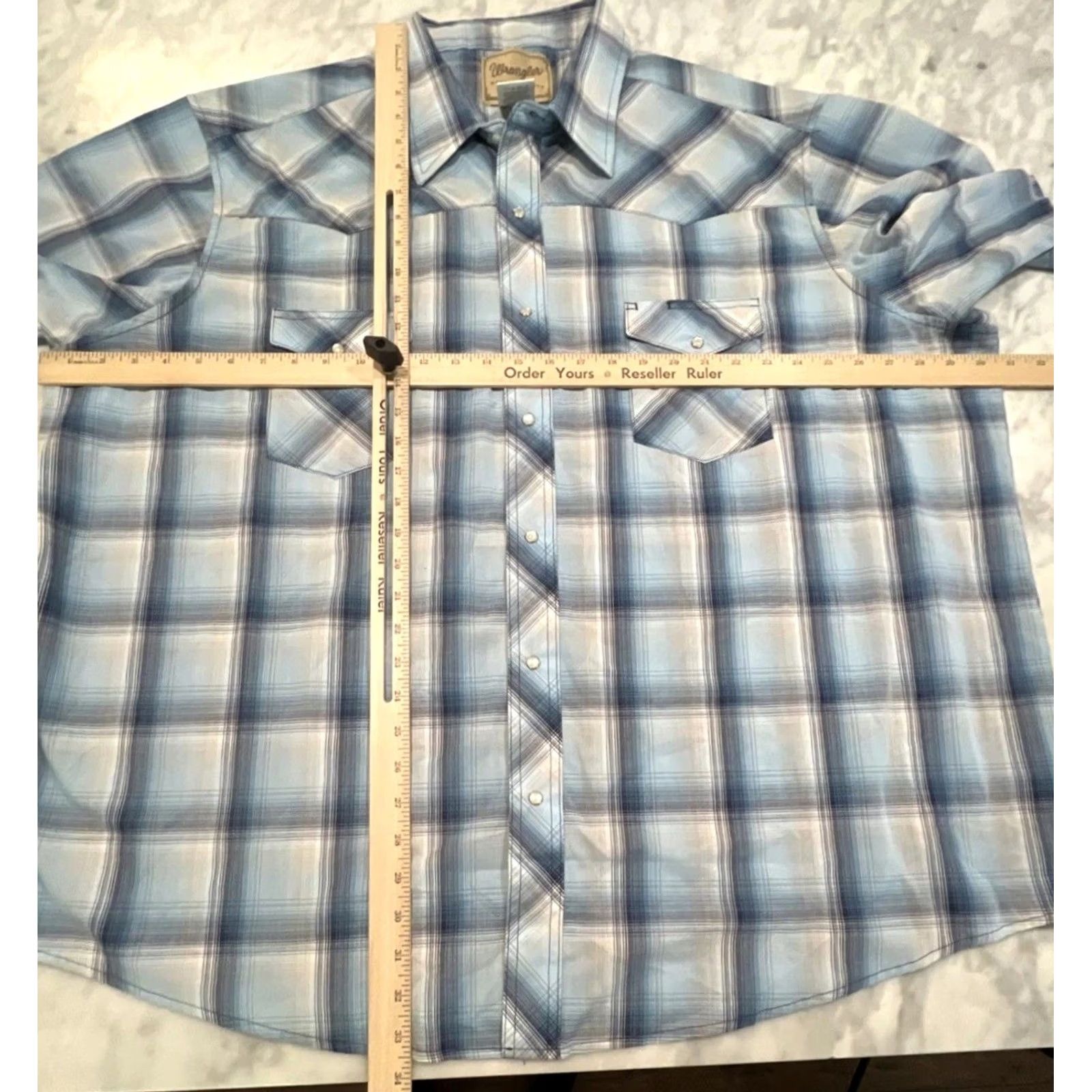 Wrangler Wrangler Western Shirt Men’s 3XL Pearl Snap Short Sleeve Blue Plaid Button-Up Shirt Front Pocket Western Mulberry? Size US XXL / EU 58 / 5 - 7 Thumbnail