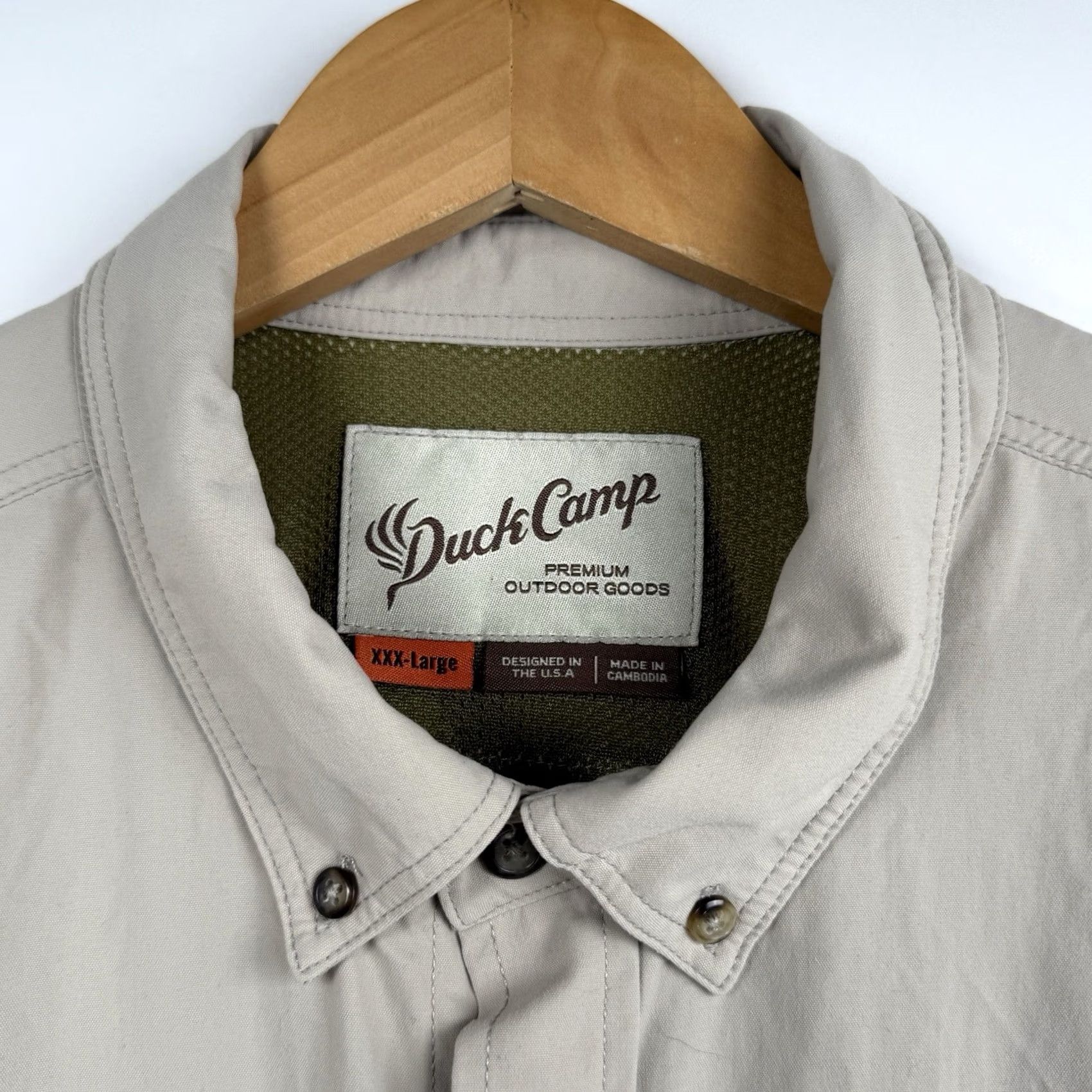 Vintage Duck Camp Shirt Mens 3XL Beige Short Sleeve Nylon Polyester Button-Up Embroidered Outdoor Casual Vintage: No (omit) Size US XXL / EU 58 / 5 - 3 Thumbnail