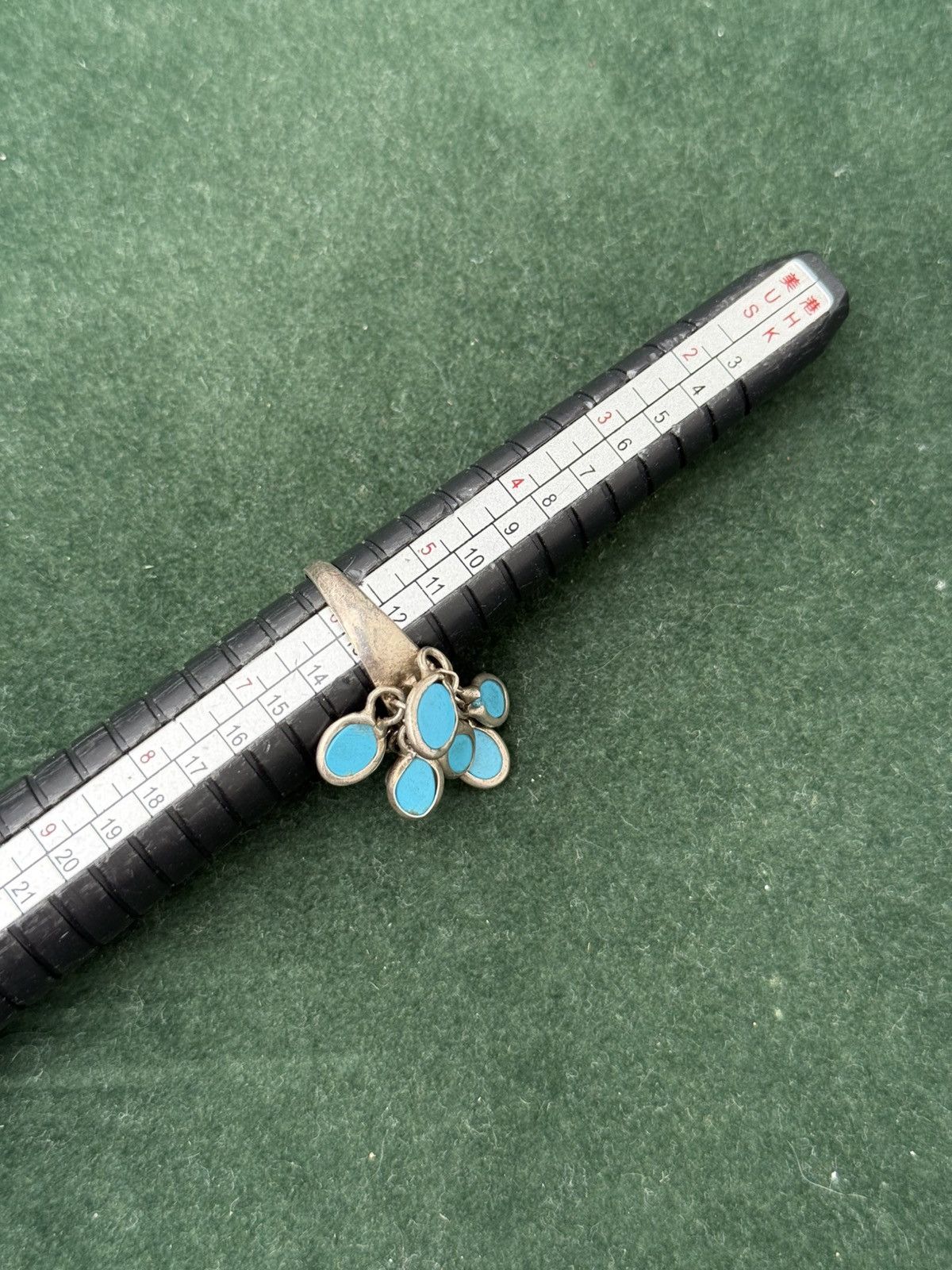 Sterling Silver Vintage Turquoise Dangle Sterling Silver Ring Size ONE SIZE - 6 Thumbnail