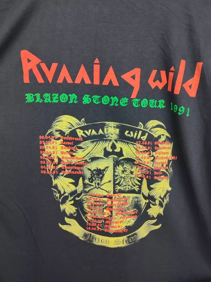 Vintage RUNNING WILD 1991 tour Vintage / Trash Metal Band Shirt Size US XL / EU 56 / 4 - 10 Thumbnail