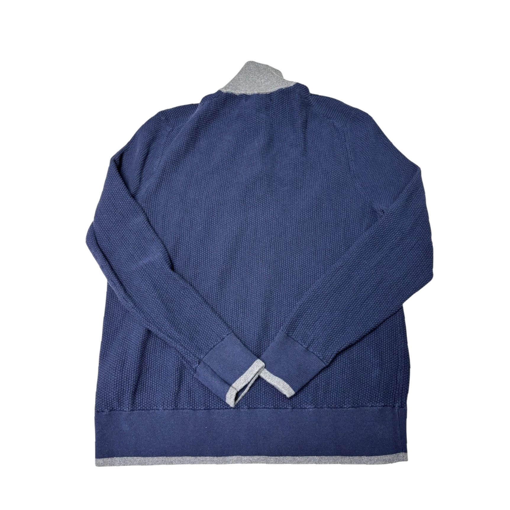 Brooks Brothers Brooks Brothers Mens Blue Textured Quarter Zip Cotton Sweater L Size US L / EU 52-54 / 3 - 3 Thumbnail