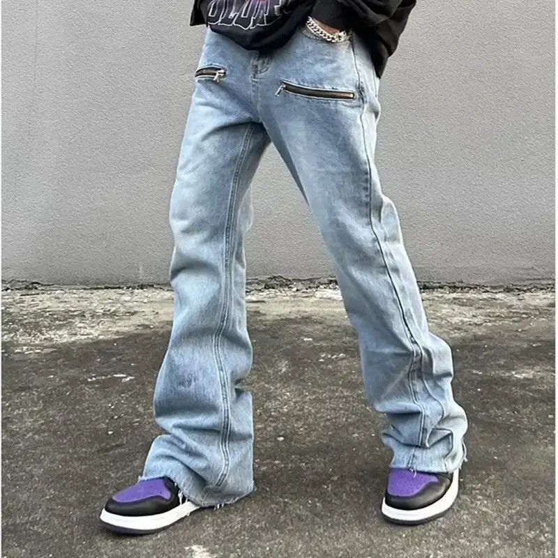 Denime × Japanese Brand Y2K Fashion Zipper Retro Washed Baggy Flare Jeans Pants Size US 36 / EU 52 - 3 Thumbnail