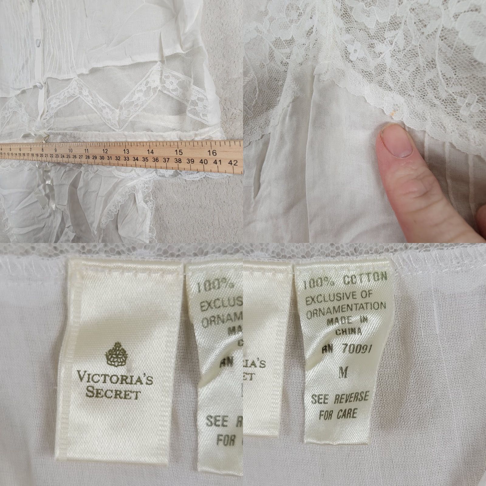Victoria's Secret VINTAGE Victoria's Secret Teddy Bodysuit Ivory Lace Satin 1990s M Womens Size M / US 6-8 / IT 42-44 - 8 Thumbnail