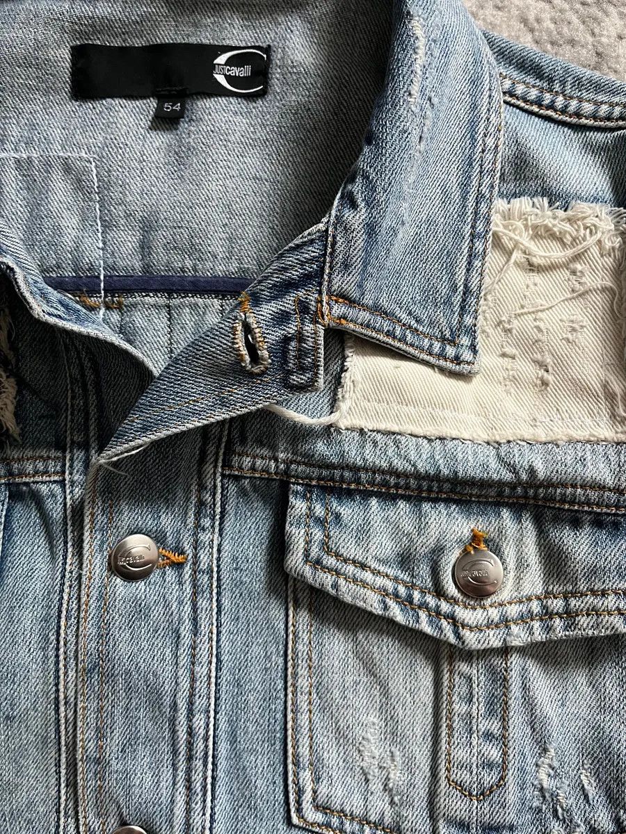 Roberto Cavalli × Vintage AW2010 Cavalli Destructured Patchwork Denim Jacket Size US L / EU 52-54 / 3 - 7 Thumbnail