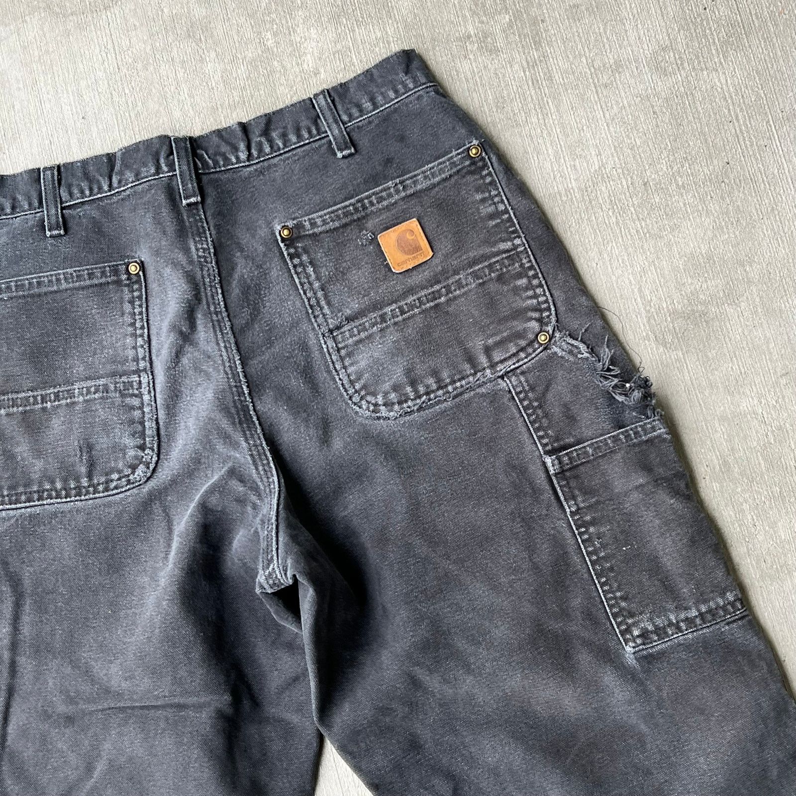 Carhartt × Vintage Carhartt faded black double knee work wear carpenter pants Size US 31 - 11 Thumbnail