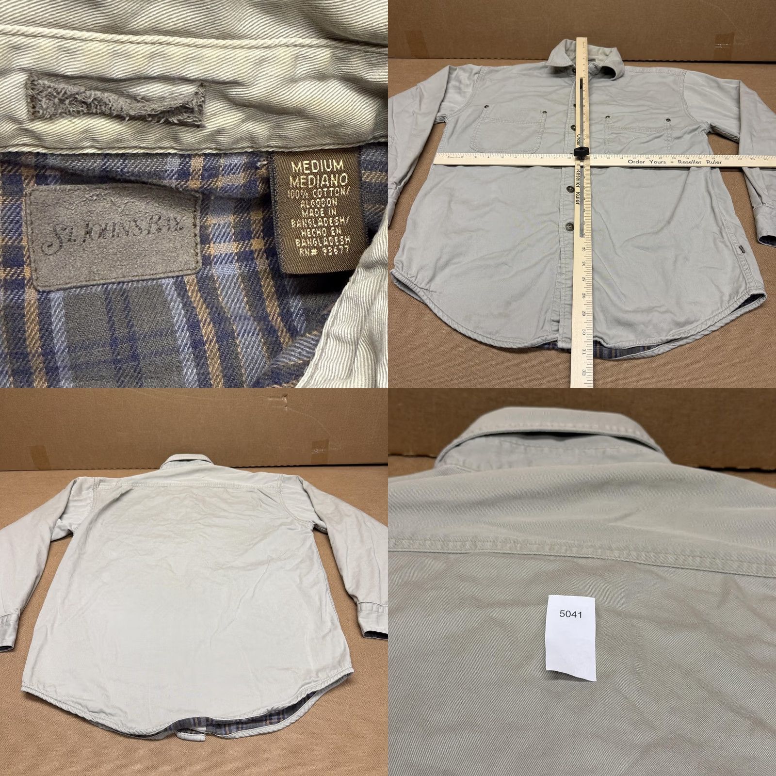 Vintage St. John's Bay Shirt Mens M Gray Twill Flannel Lined Button Up Workwear Size US M / EU 48-50 / 2 - 8 Thumbnail