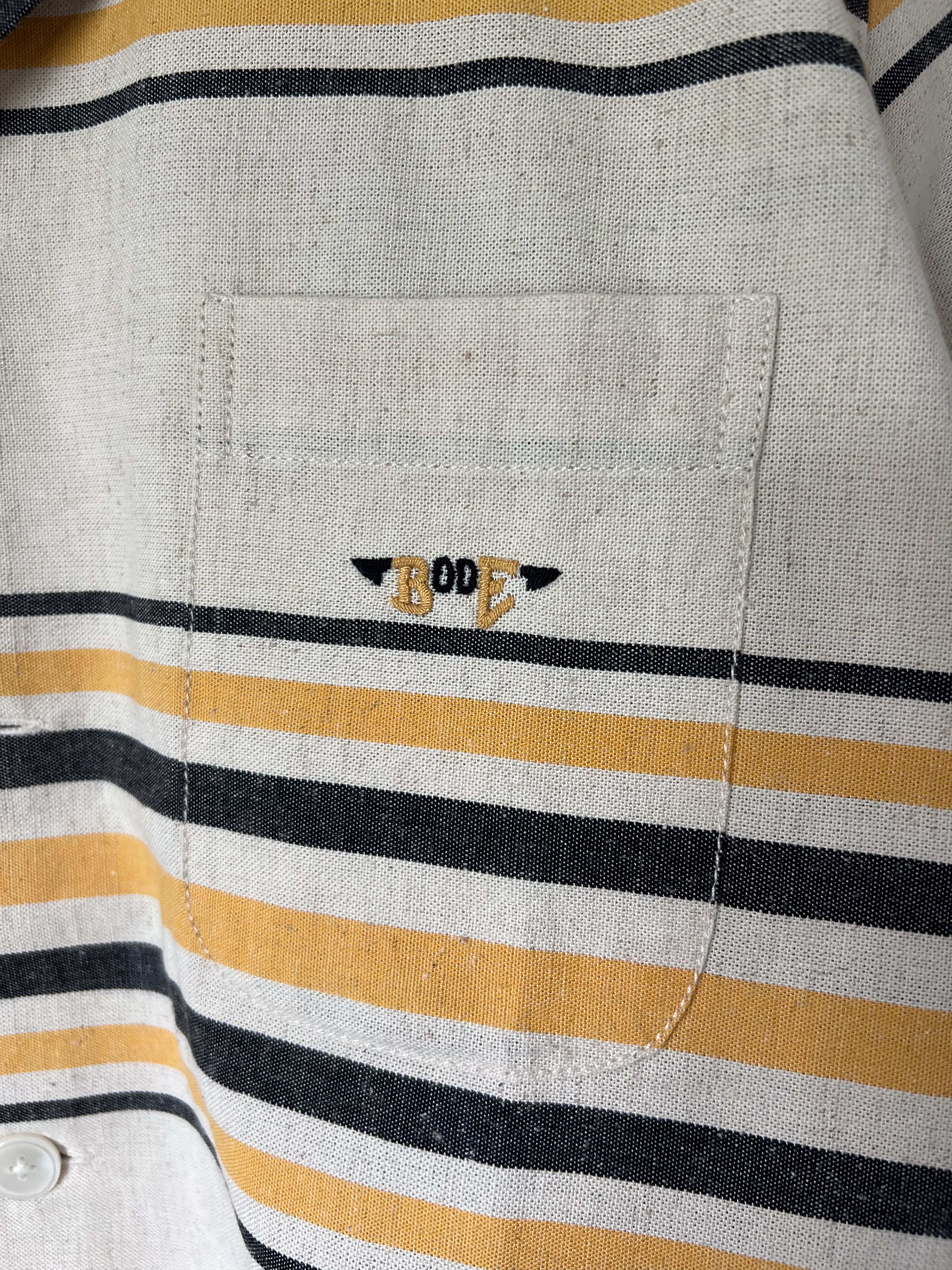 Bode Bode Namesake Stripe SS Shirt in Ecru Yellow Size US L / EU 52-54 / 3 - 4 Thumbnail