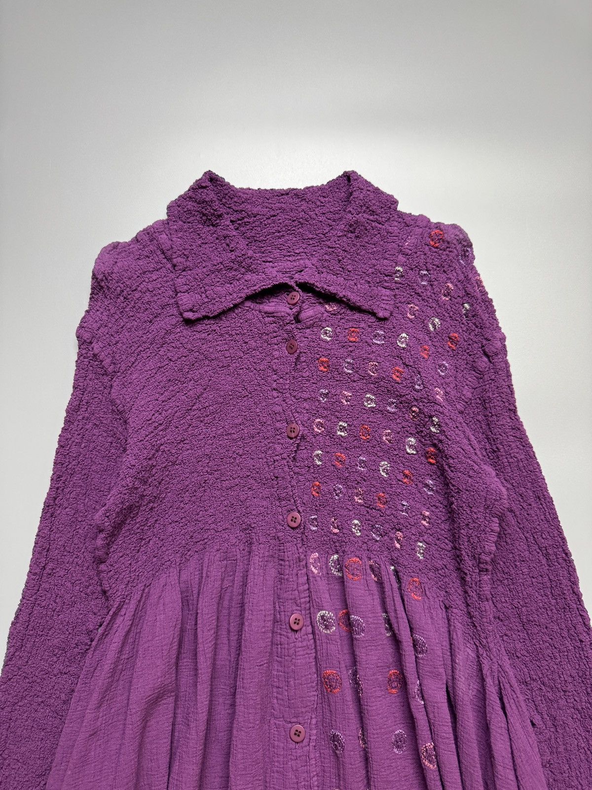 Issey Miyake Issey Miyake Me - Flower Embroidered Design Pleated Dress Size ONE SIZE - 8 Thumbnail