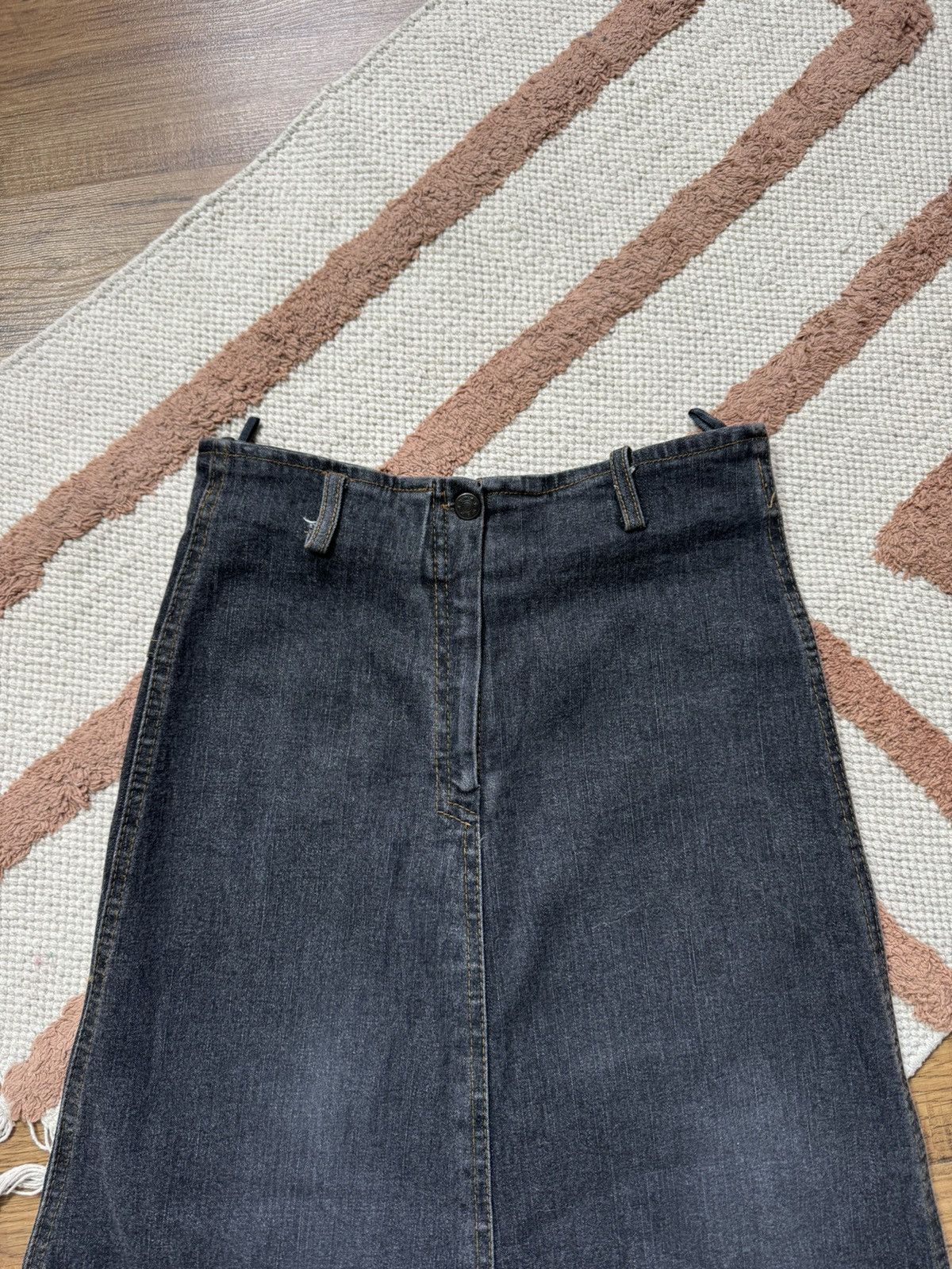 Vintage VINTAGE TULIP 2000s MAXI WASHED DENIM FLARE SKIRT Size 26" / US 2 / IT 38 - 3 Thumbnail