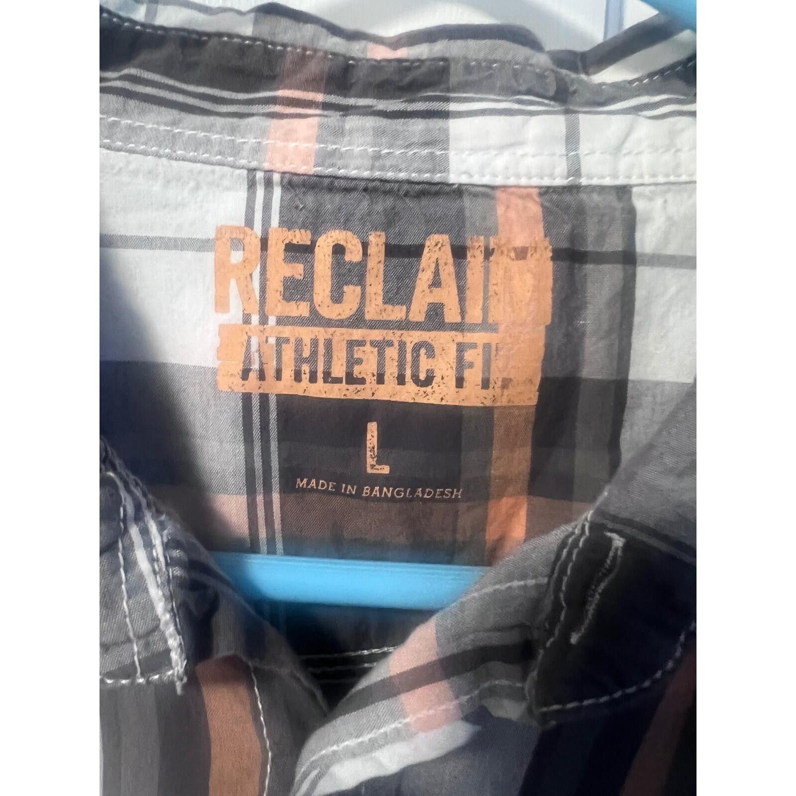 Other Reclaim Plaid Button Down Mens L Grey Orange Athletic Fit Size US L / EU 52-54 / 3 - 4 Thumbnail