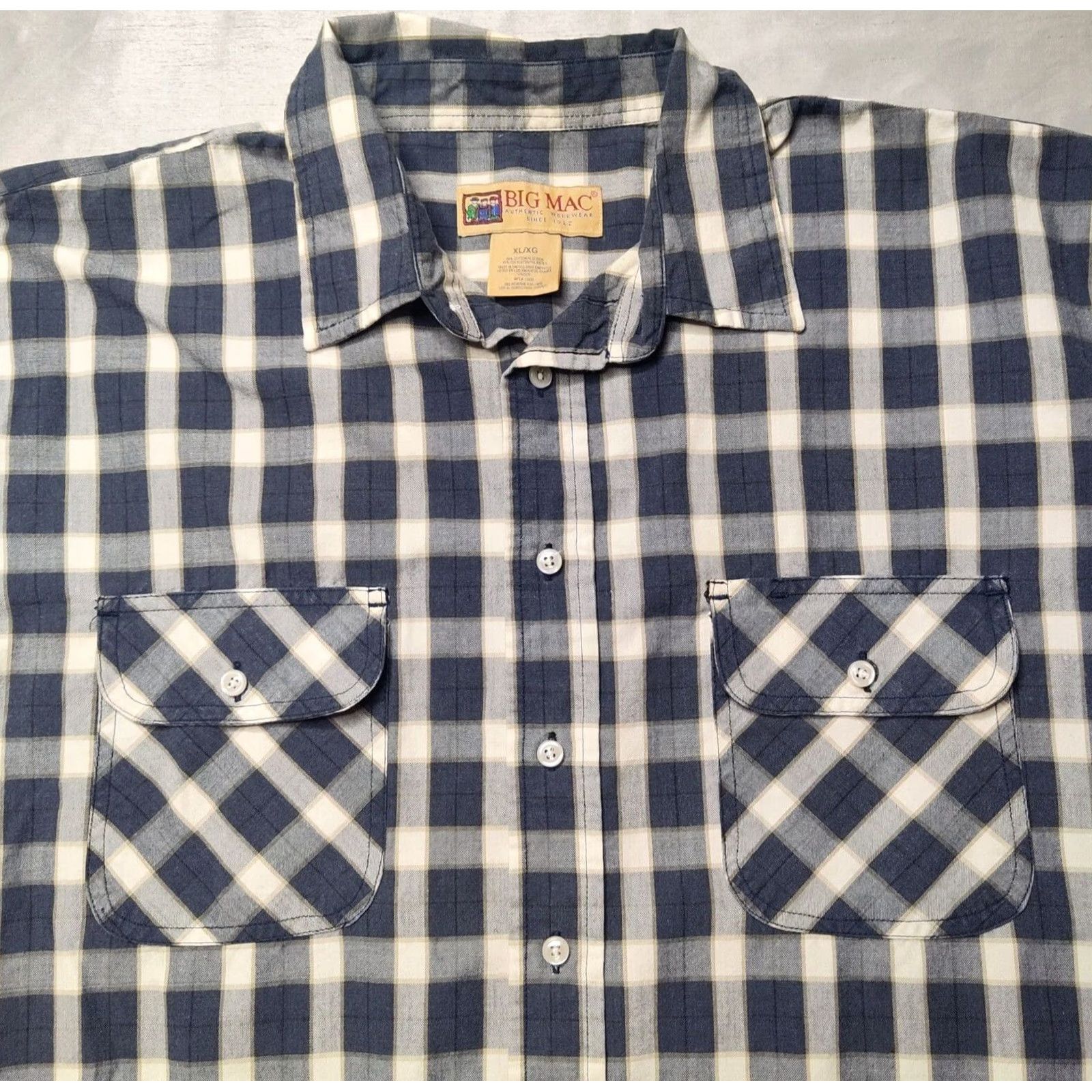 Vintage VINTAGE BIG MAC WORKWEAR Shirt Men XL Blue Plaid Short Sleeve Button-Up Oversized Size US XL / EU 56 / 4 - 4 Thumbnail