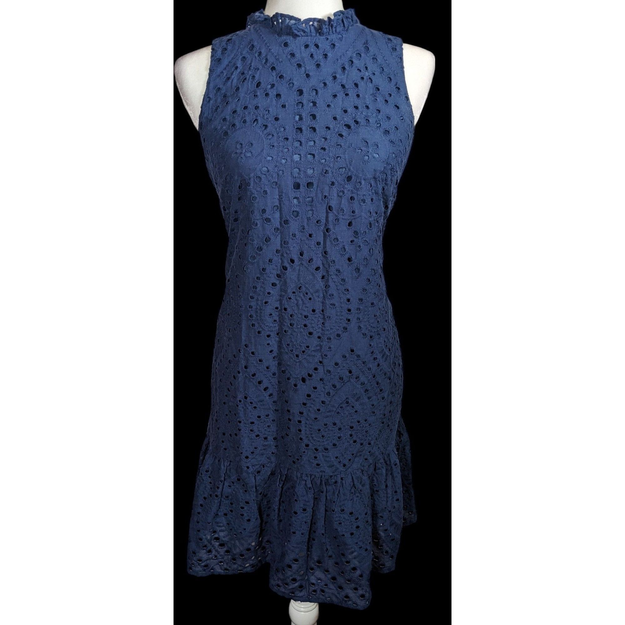 Other Julia Jordan Eyelet Dress Navy Blue With Ruffled Edge Size M / US 6-8 / IT 42-44 - 1 Thumbnail