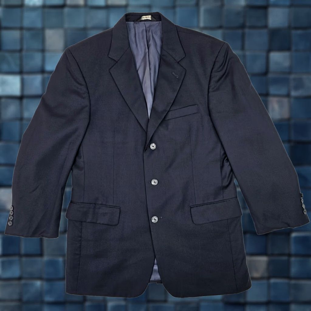 Jos. A. Bank JOS A BANK Signature Mitchell Blazer Solid Navy Blue 100% Wool 3-Button Men 40R Jacket Blazer - Navy Blue - 40R - Wool - Regular Fit - Business - Men Size 40R - 1 Thumbnail