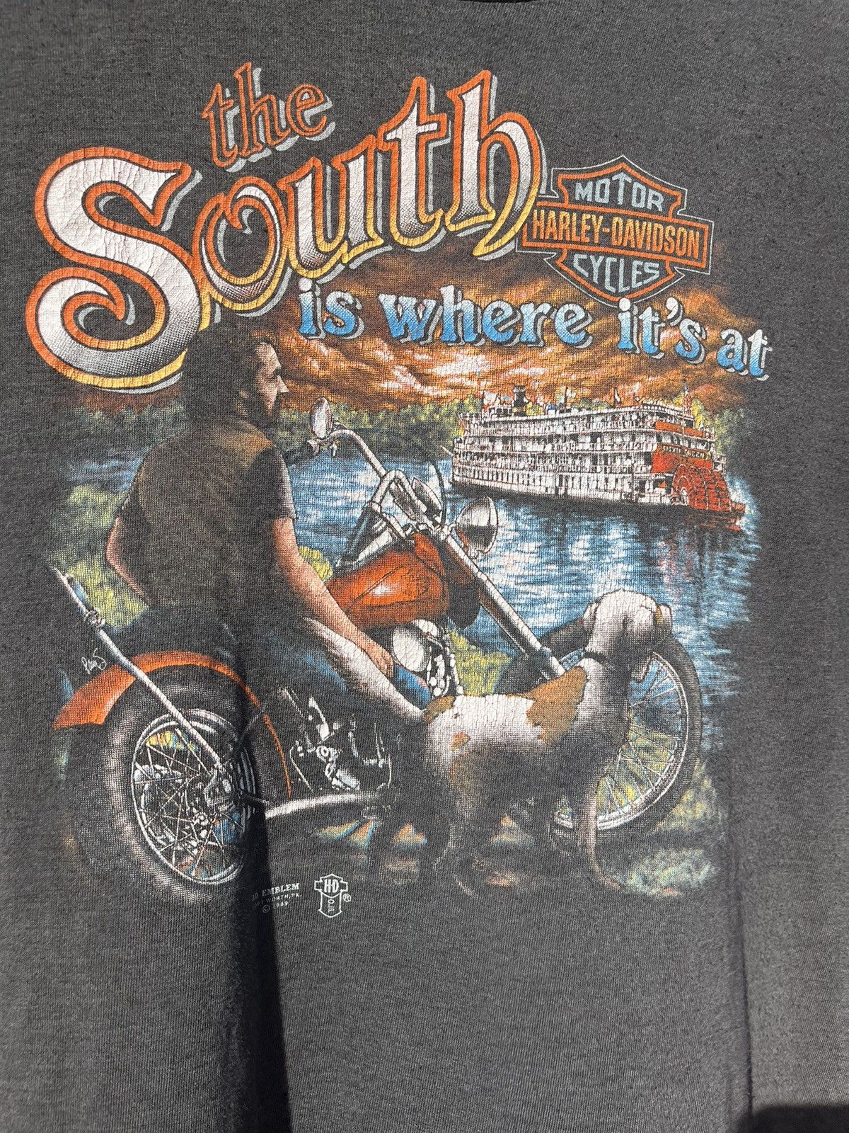 Harley Davidson × Vintage 3D Emblem Harley Davidson The South t shirt 1989 vintage Size US XL / EU 56 / 4 - 2 Thumbnail