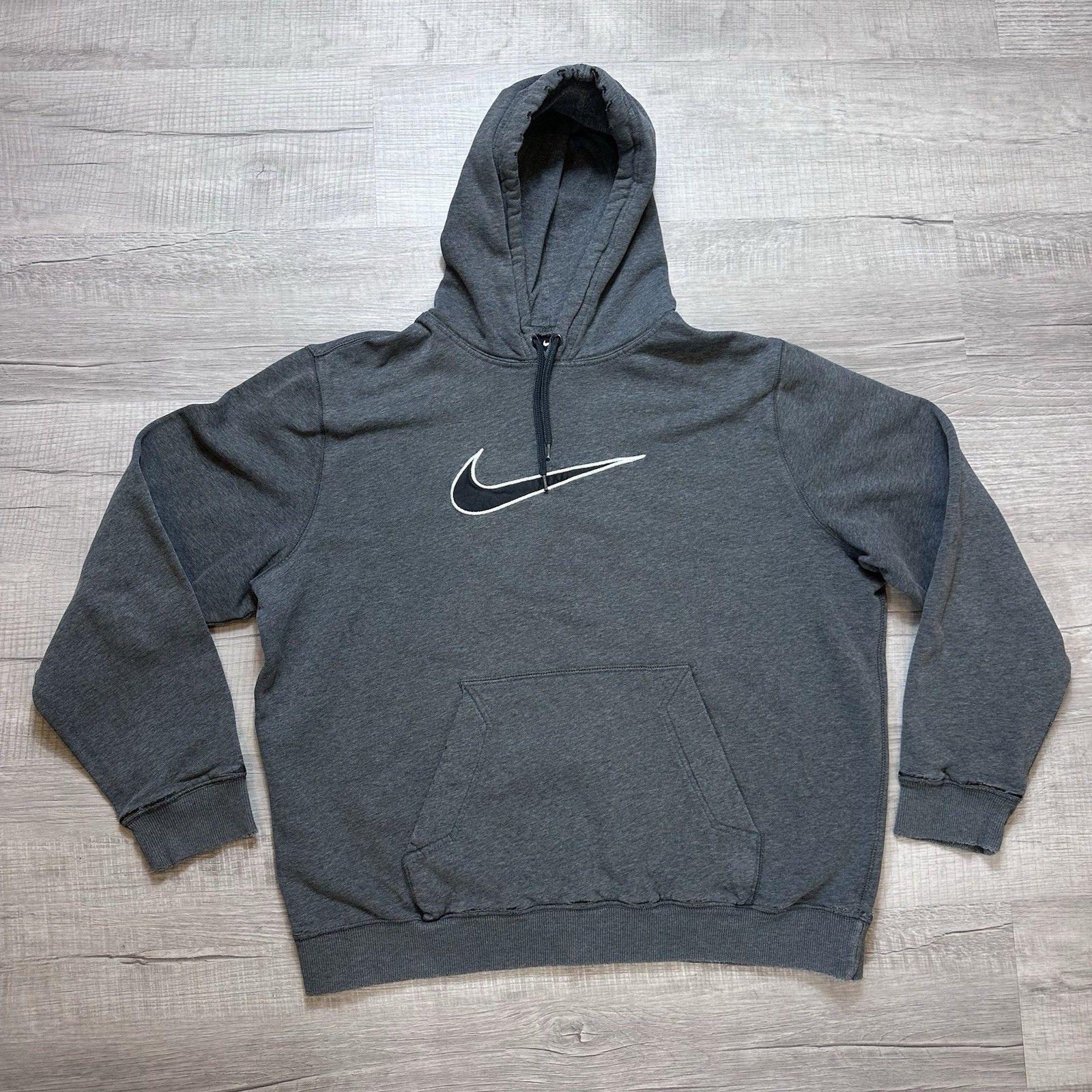 Nike Vintage Nike Hoodie Sweatshirt Gray Big Logo Center Swoosh Size US XL / EU 56 / 4 - 1 Thumbnail