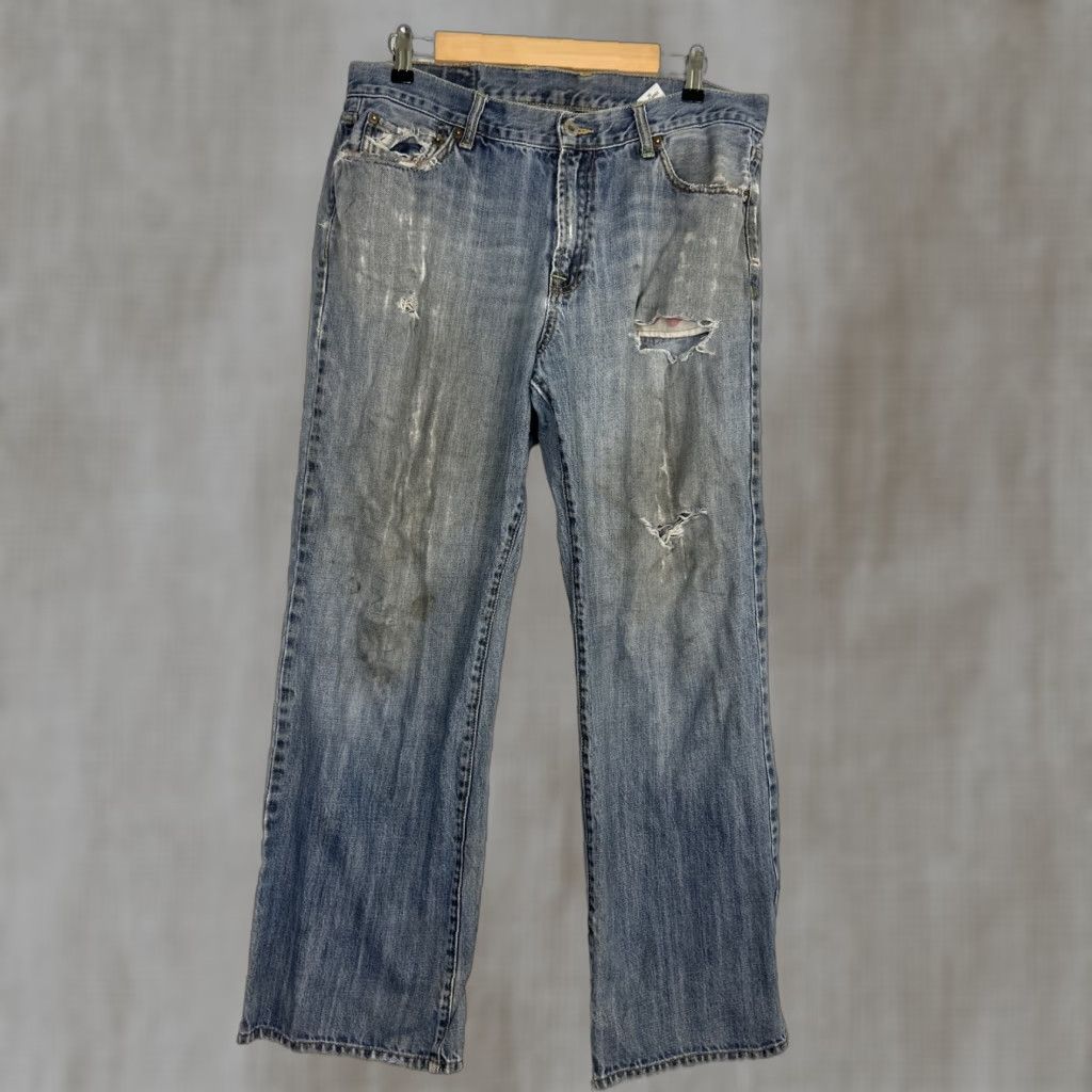 Lucky Brand Lucky Brand Jeans Distressed Medium Wash Straight Leg Relaxed 34x29 Blue Mens Regular Inseam 29 Adults 34 Size 34 Size US 34 / EU 50 - 1 Thumbnail