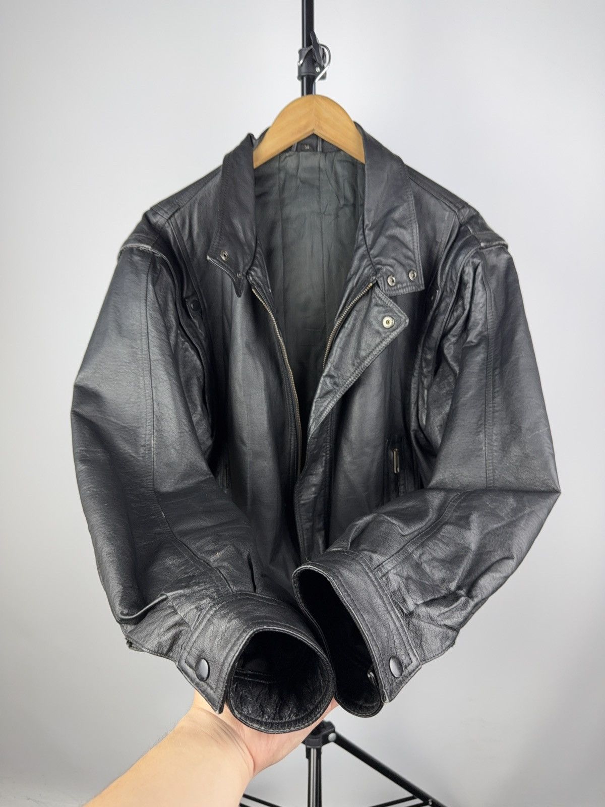 Leather × Vintage Vintage 90s Genuine Leather MOTO Bomber Jacket Rock Punk Size US M / EU 48-50 / 2 - 15 Thumbnail
