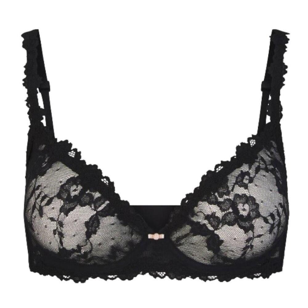Designer SKV1717 Skims NWT Stretch Lace Unlined Demi Bra Onyx 44DDD Size ONE SIZE - 1 Thumbnail