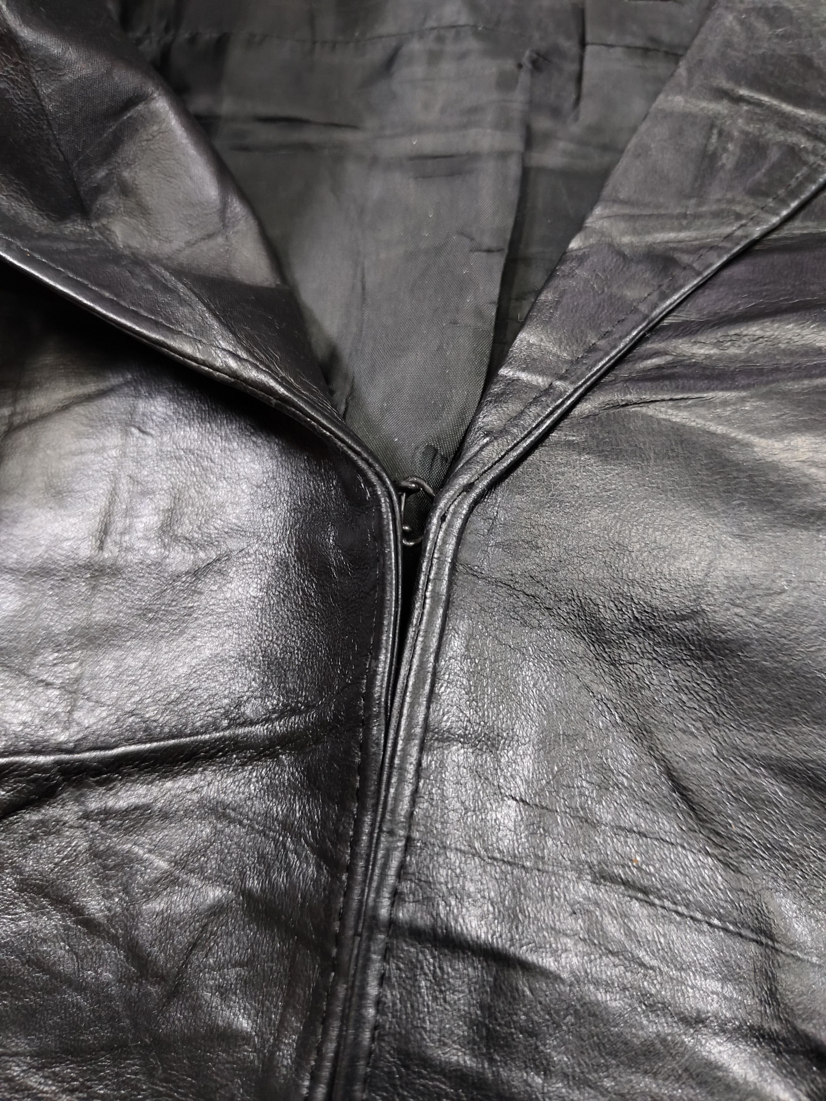 DKNY 90s DKNY- Y2K Oversize Boxy Lambskin Minimal Leather Jacket Size L / US 10 / IT 46 - 6 Thumbnail