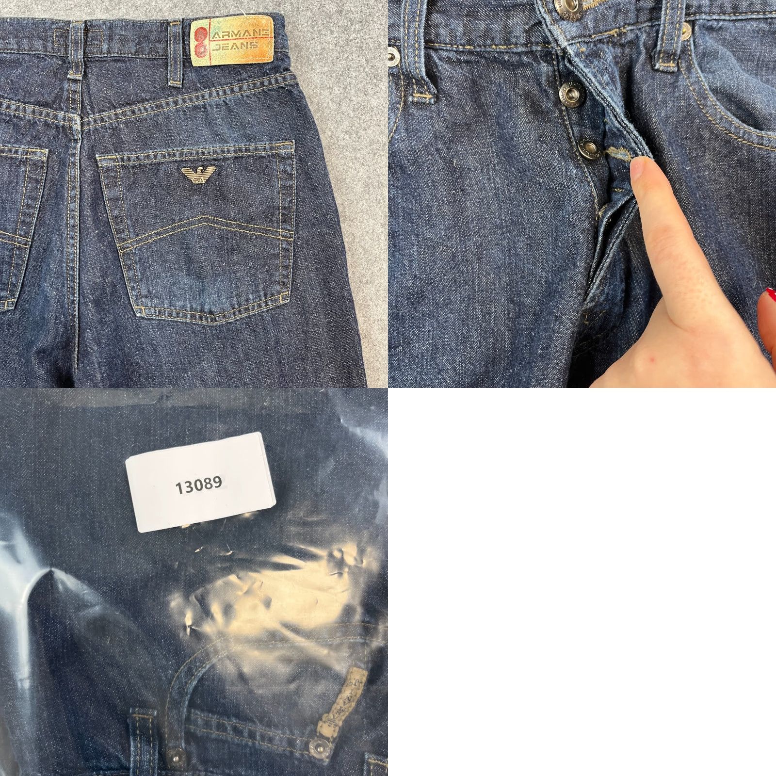 Vintage Armani Jeans Jeans Regular Straight 30 32 Blue Indigo Denim 5-Pocket Logo Button Vintage No Mens 30 in Dark Wash Indigo Denim Size US 30 / EU 46 - 9 Thumbnail