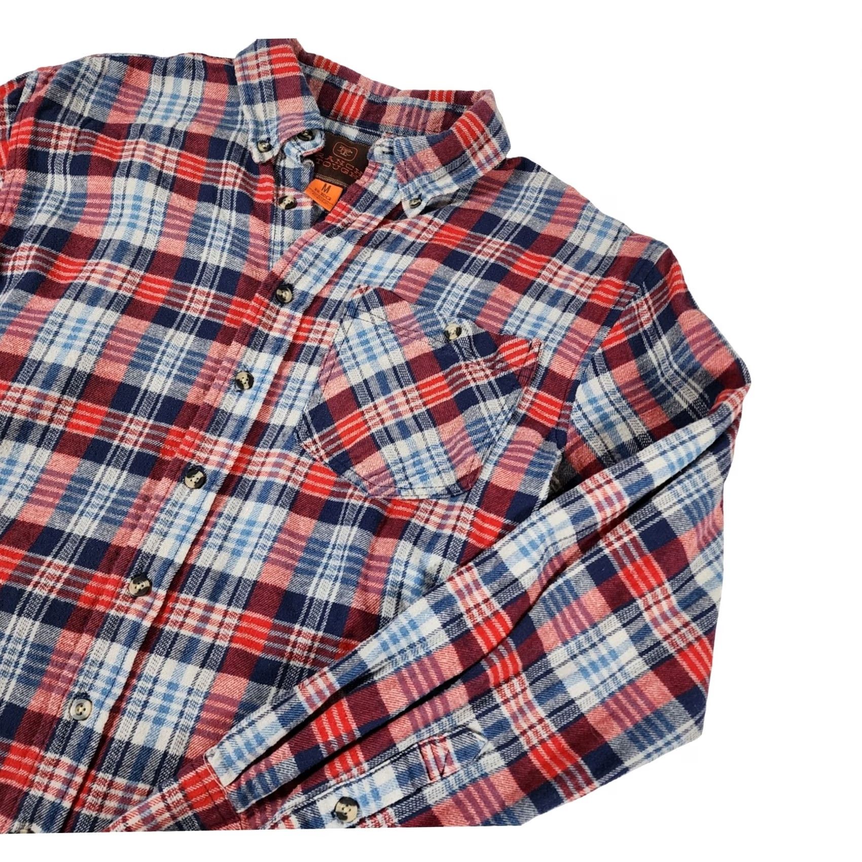 Vintage Ranch Tough Plaid Flannel Shirt Mens Medium Red White Blue Long Sleeve Cotton Button-Up Shirt Size US M / EU 48-50 / 2 - 3 Thumbnail