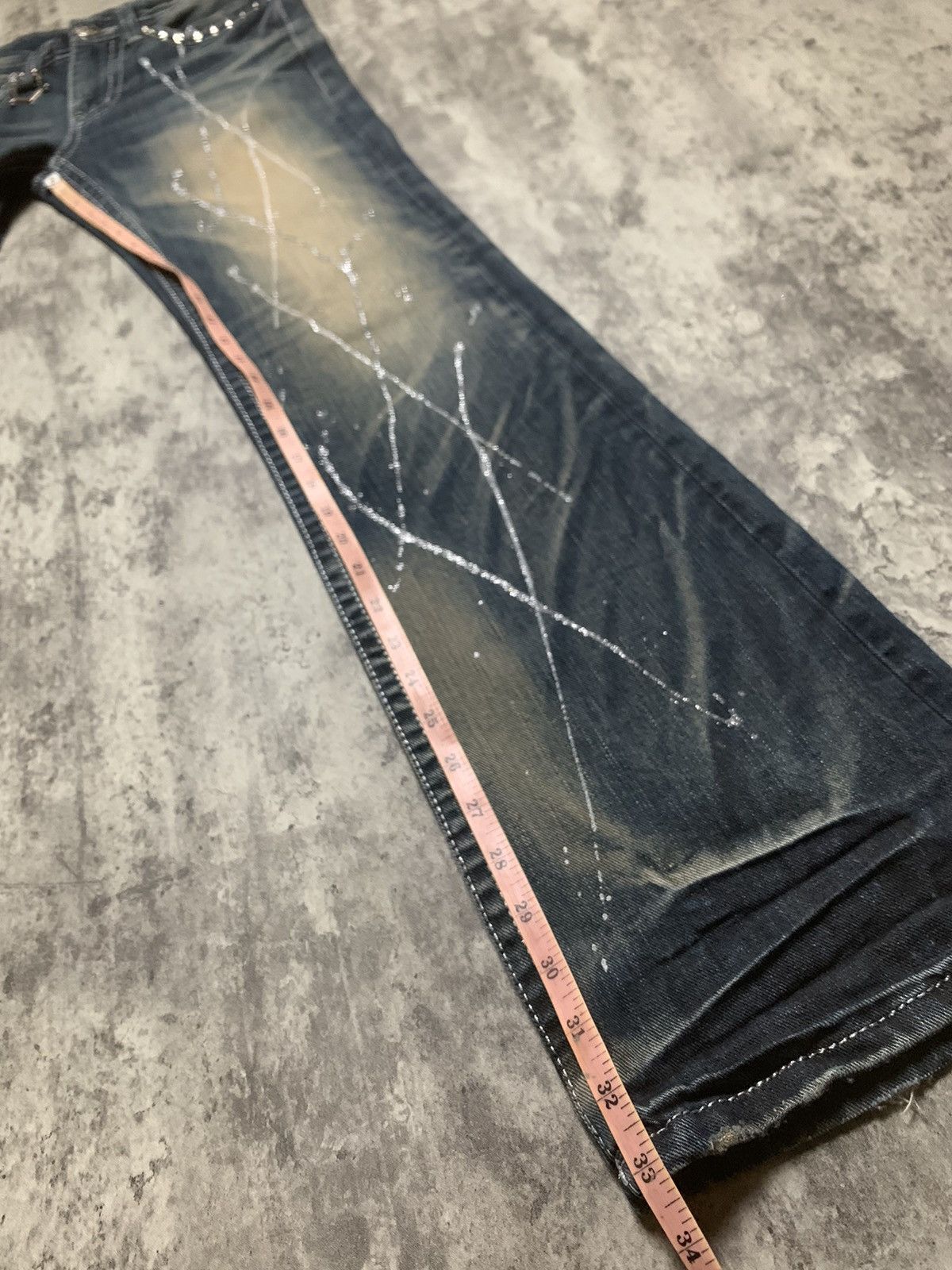 Tornado Mart Y2K Xfrm Studded Splatter Mud Wash Rusty Flare Pants Size US 30 / EU 46 - 13 Thumbnail