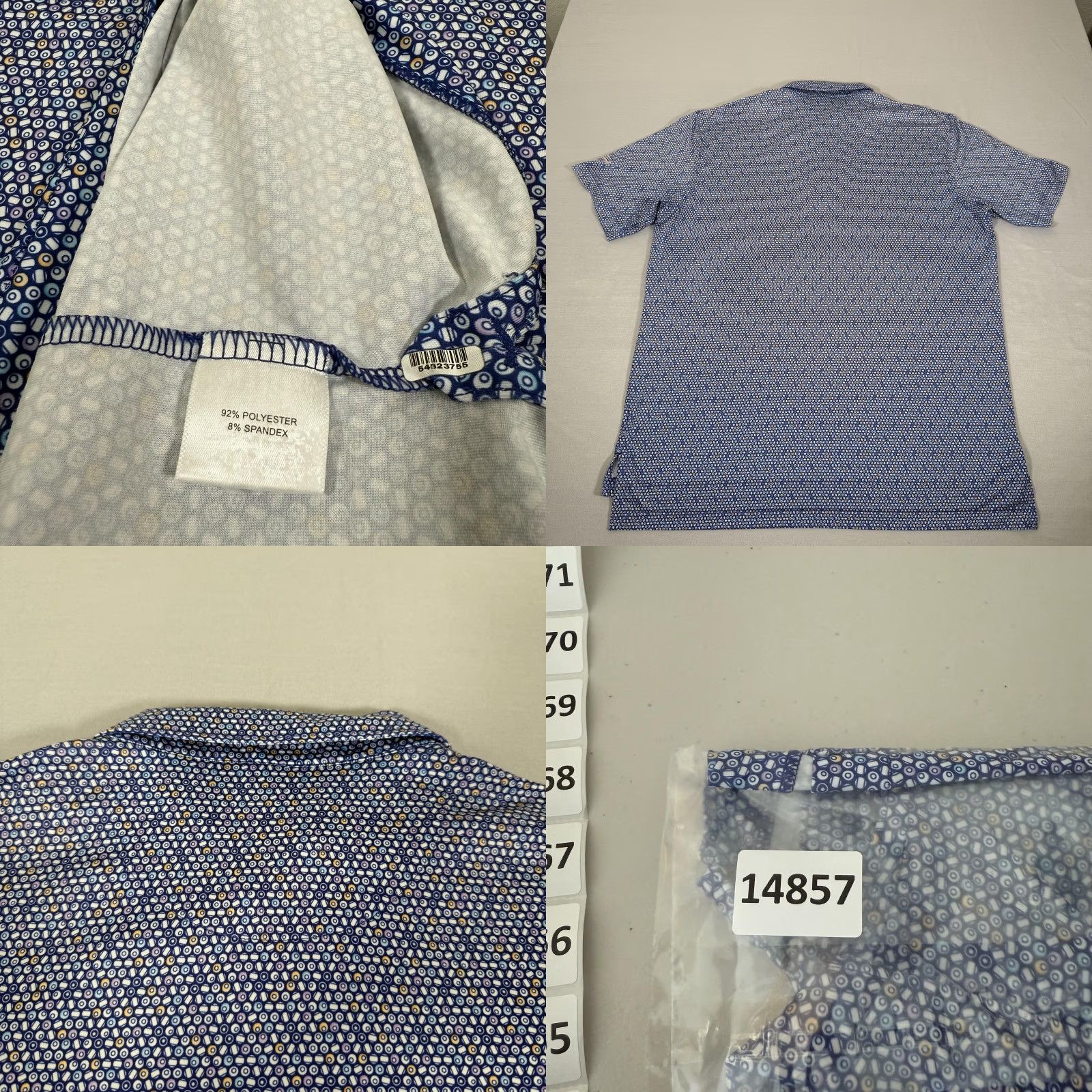 Peter Millar PETER MILLAR Polo Shirt Mens Large Blue Summer Comfort Geometric Print Golf Size US L / EU 52-54 / 3 - 8 Thumbnail