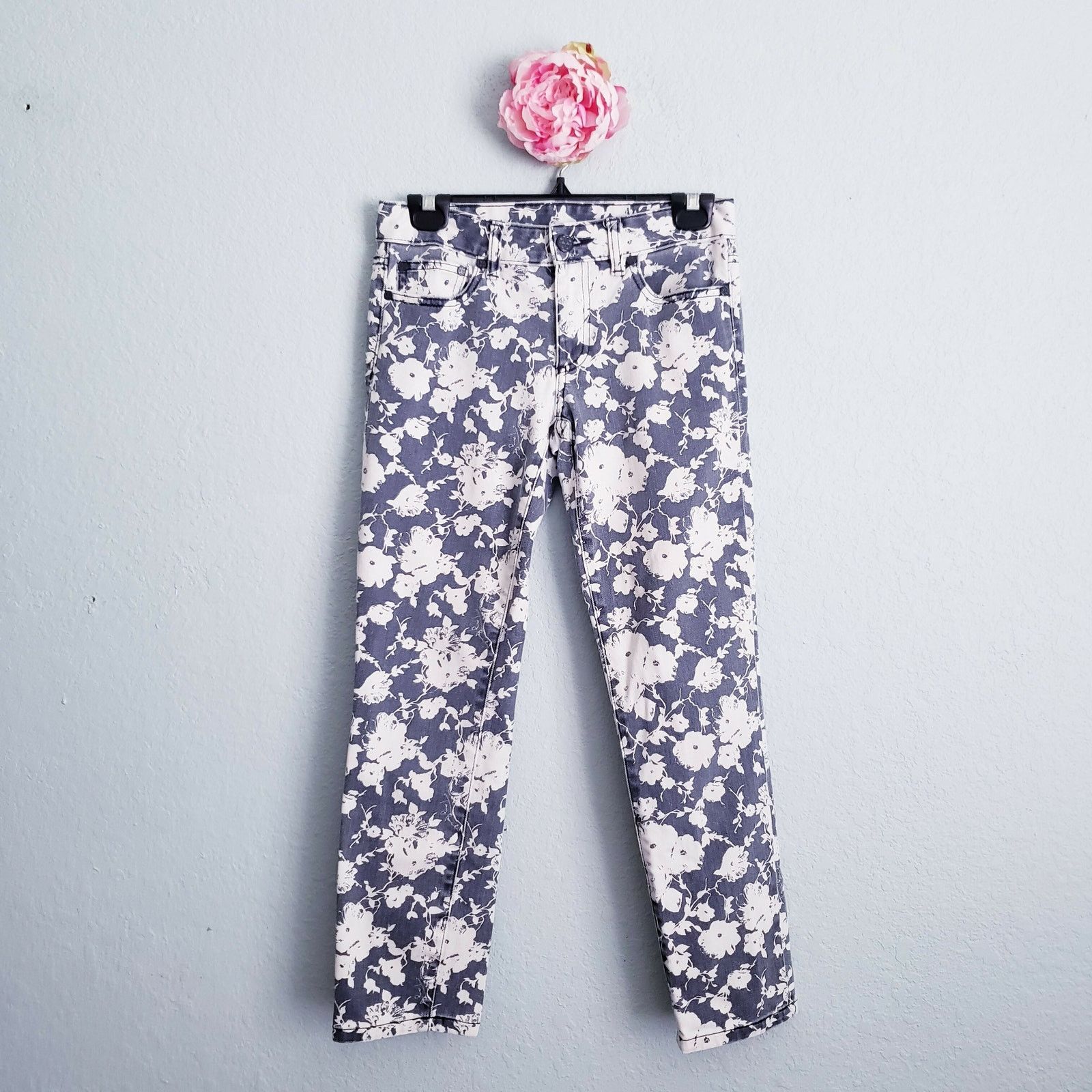 Tory Burch Tory Burch Alexa Cropped Mid-Rise Floral Skinny Jeans Sz 25 Size 25" / US 0 / IT 36 - 2 Thumbnail