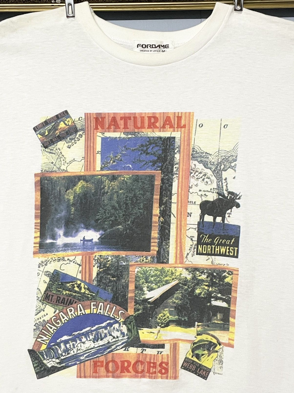 Japanese Brand Vintage Single Stitch Designer Forbaye NaturalForces Art Tee Size US S / EU 44-46 / 1 - 3 Thumbnail