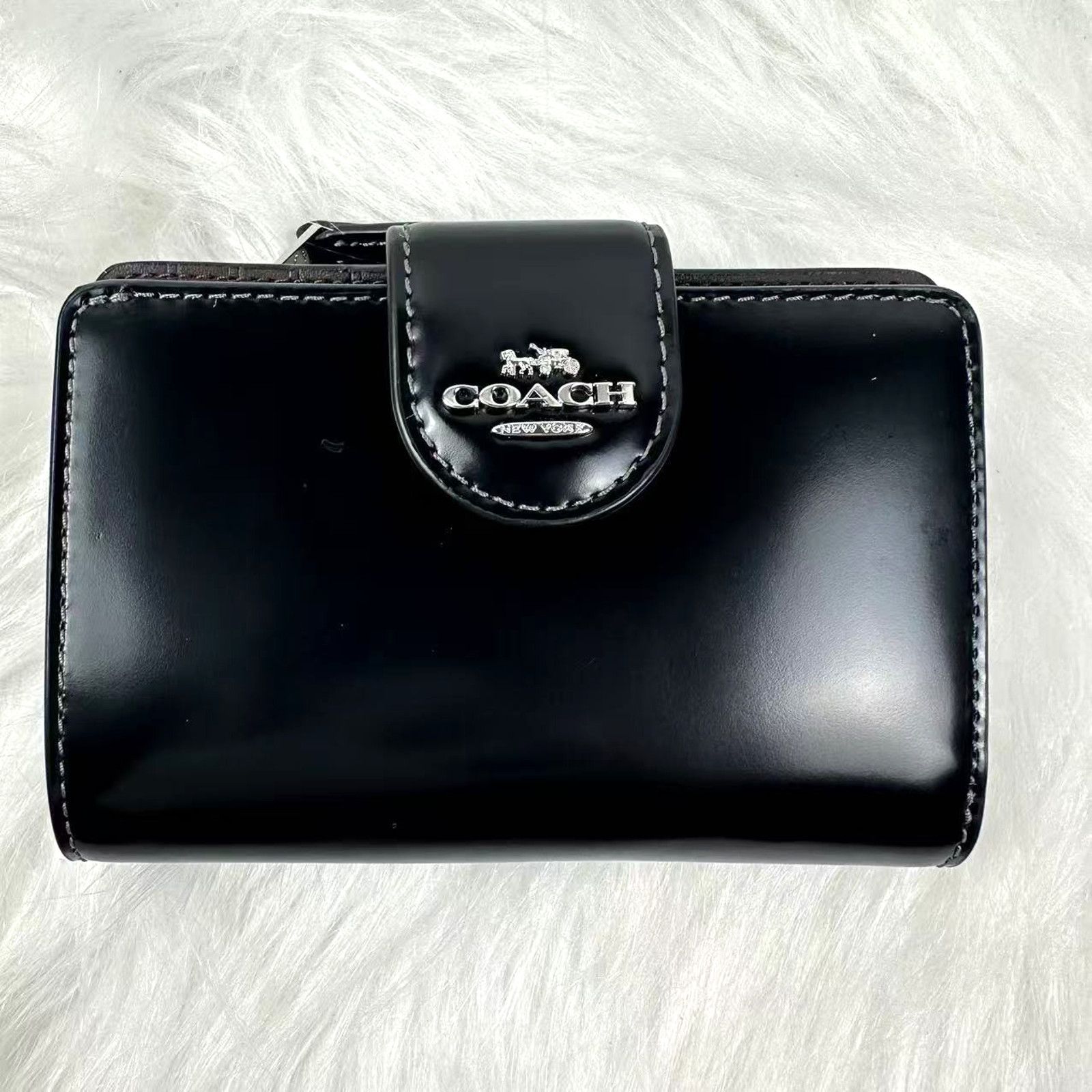 Coach Coach Medium Corner Zip Wallet Novelty Leather/Silver/Black Size ONE SIZE - 1 Thumbnail