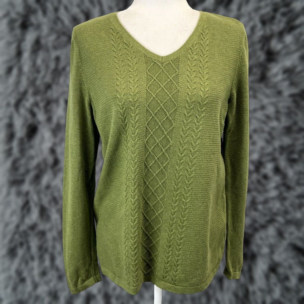 Talbots Talbots V-Neck Pullover Sweater Medium Green Womens Long Sleeve Knit Size M / US 6-8 / IT 42-44 - 1 Thumbnail