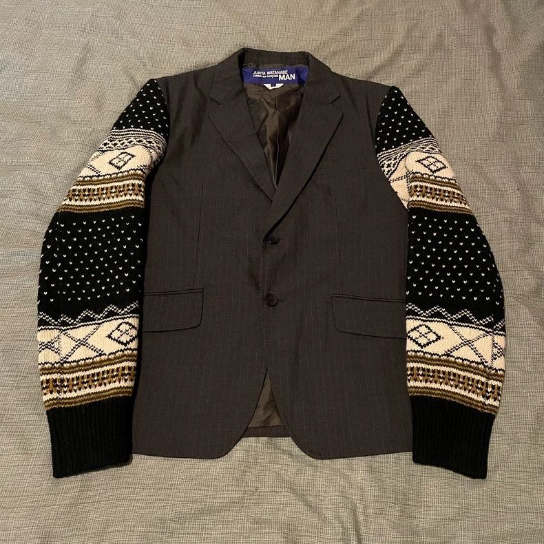 Junya Watanabe Junya watanabe SizeS Gray striped knitted sleeve stitching Size 34R - 1 Thumbnail