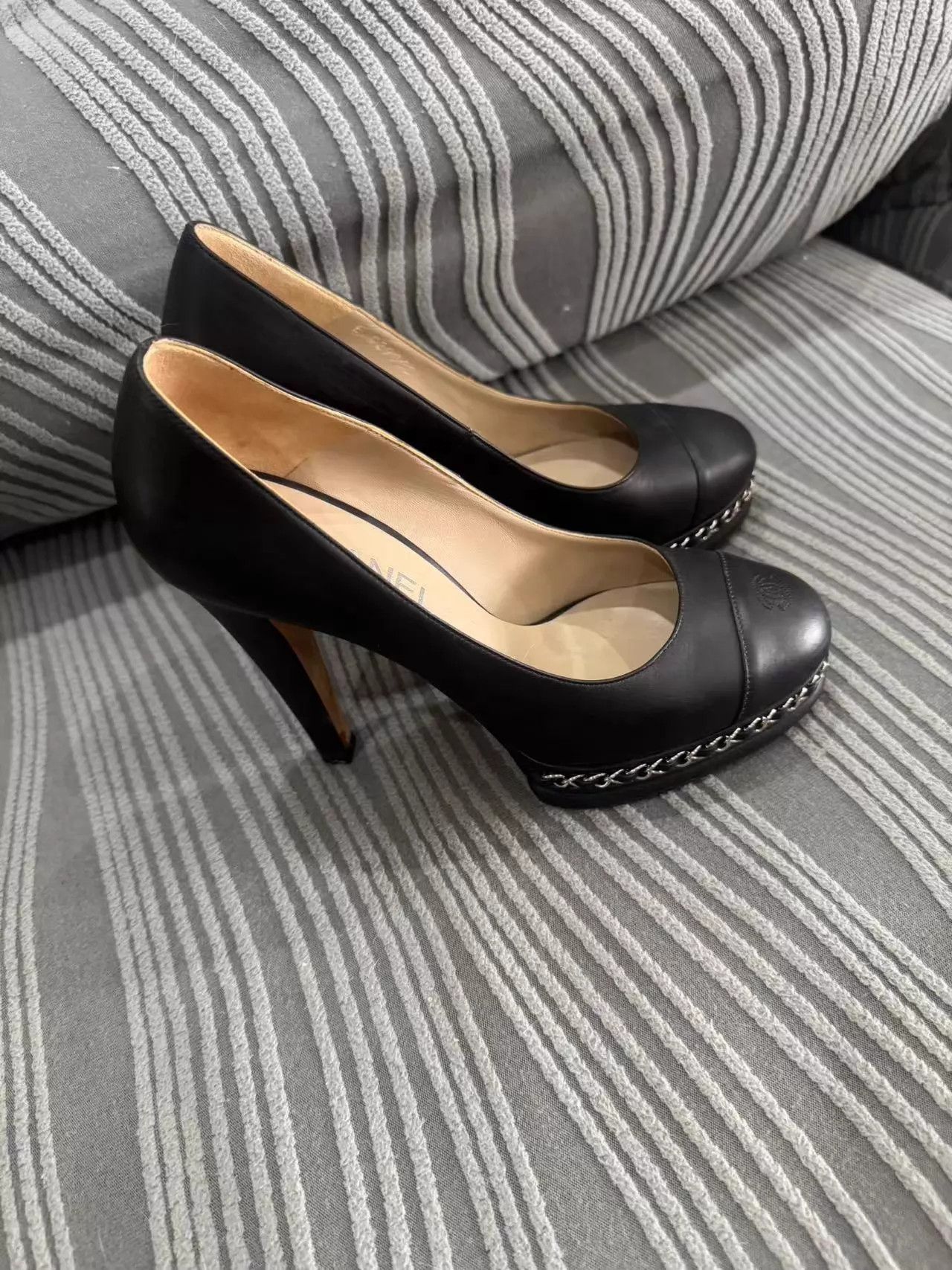 Chanel Chanel Leather Heels 38 Thick Platform Durable Resoleable Size US 7.5 / IT 37.5 - 1 Thumbnail