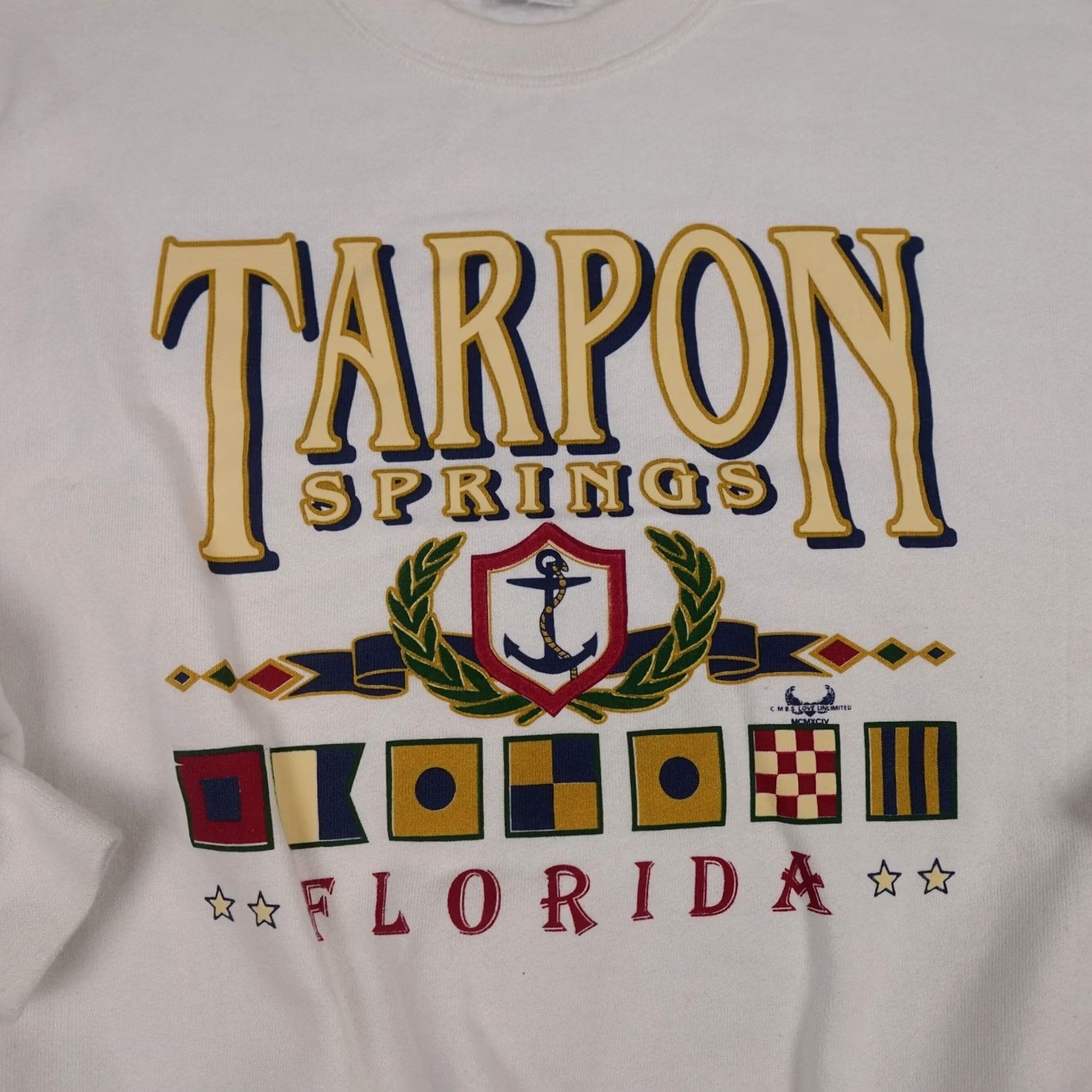 Jerzees VINTAGE Jerzees Sweatshirt Mens Large Florida Nautical 90s White Cotton Polyester fleece Graphic Print Logo Jumper Pullover Mens Size US L / EU 52-54 / 3 - 3 Thumbnail