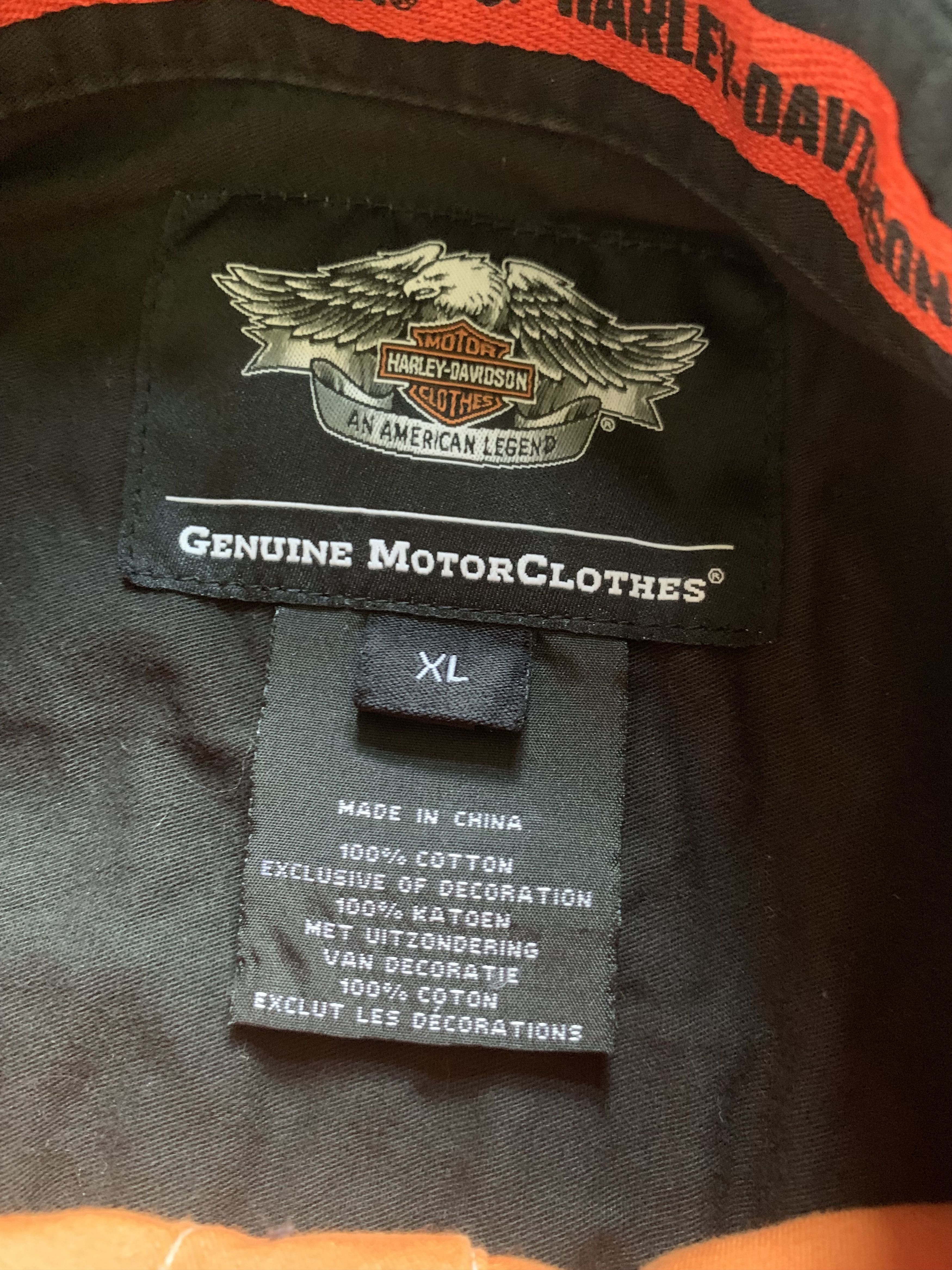 Harley Davidson × Vintage Harley Davidson Cotton Spell Out Logo Button Up Shirt Size US XL / EU 56 / 4 - 6 Thumbnail