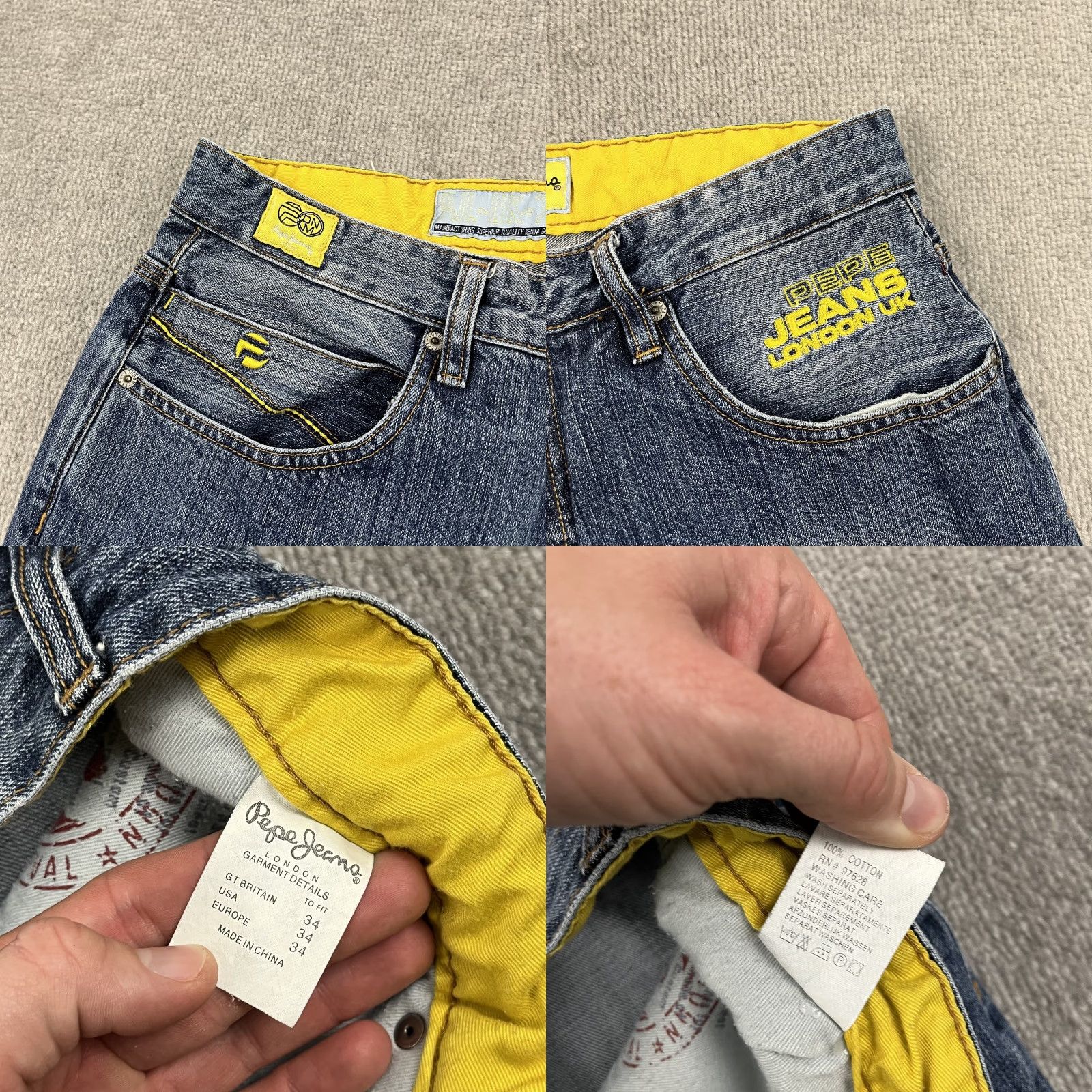 Denime VINTAGE Pepe Jeans London Wide Leg Jeans Mens 32x32 Blue Denim Hip Hop Y2K Size US 32 / EU 48 - 8 Thumbnail