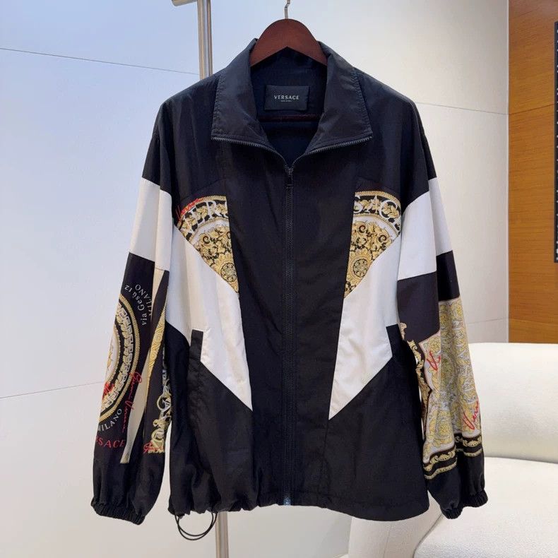Versace Color-blocked zip jacket coat