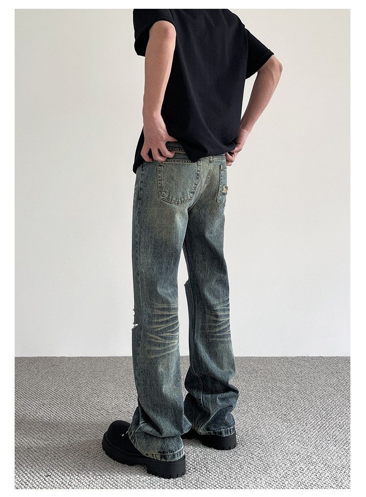 Japanese Brand × Jean Vintage distressed cleanfit straight flared ripped jeans Size US 32 / EU 48 - 4 Thumbnail