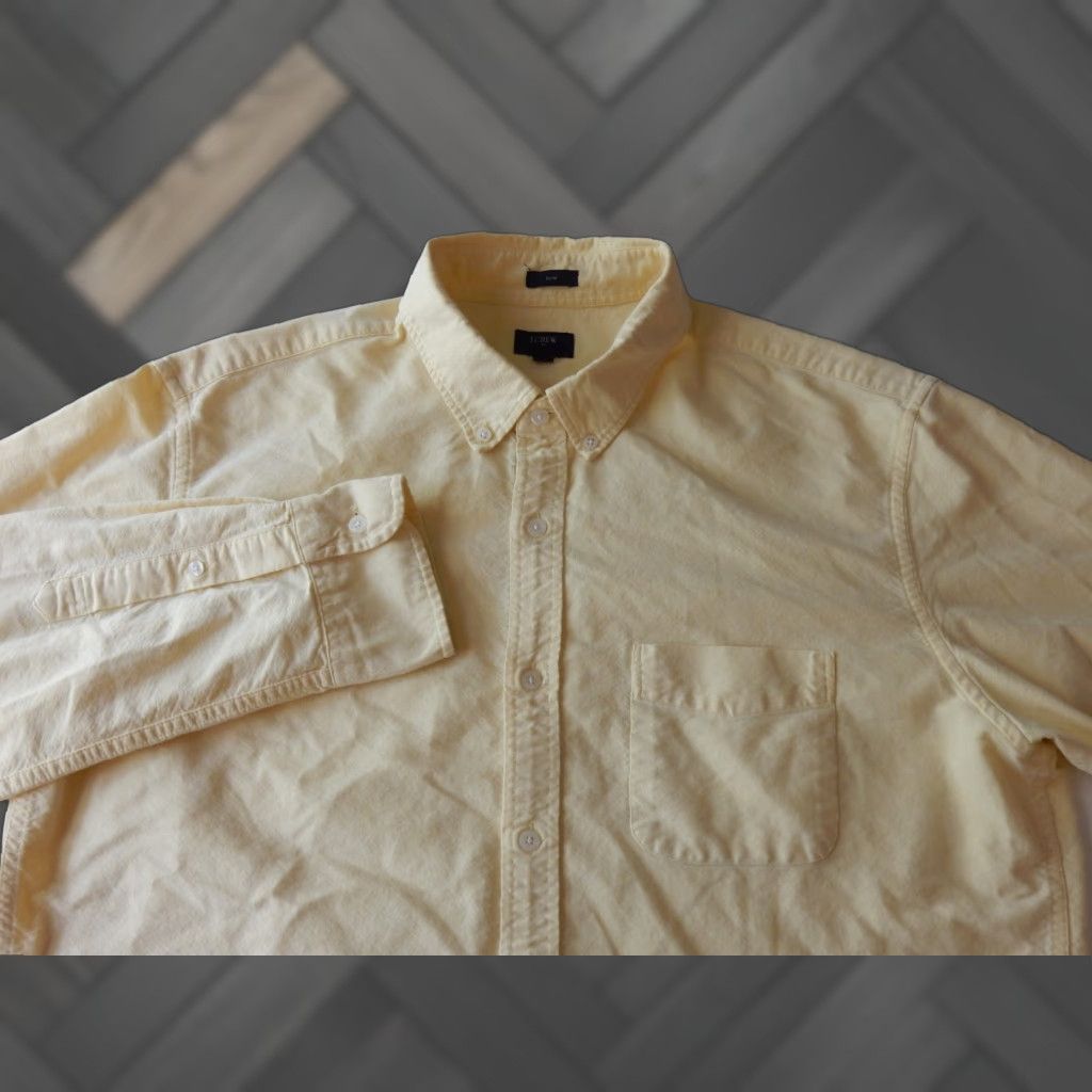 J.Crew J.CREW Shirt Button-Up XL Slim Oxford Men Yellow Cotton Long Sleeve Size US XL / EU 56 / 4 - 1 Thumbnail