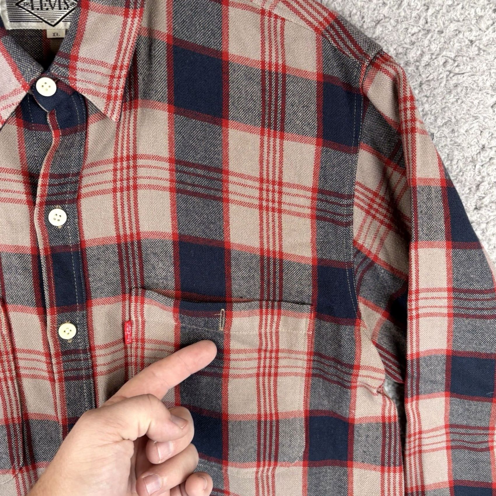 Levi's VINTAGE Levi's Diamond Label Button Up Shirt Mens XL Plaid 70s Pockets Read Size US XL / EU 56 / 4 - 4 Thumbnail