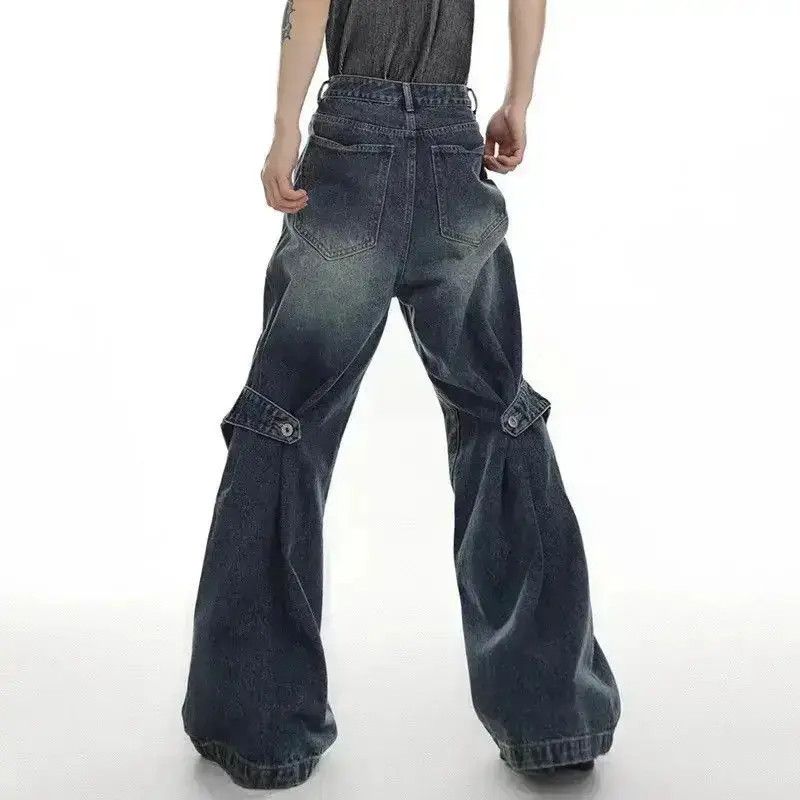 Japanese Brand Deconstruct Wide Leg Washed Jeans Pants y2k Size US 34 / EU 50 - 3 Thumbnail