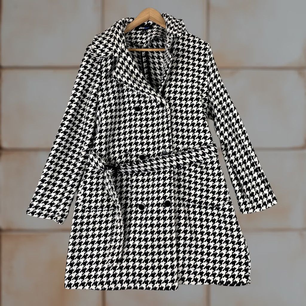 Doublet Alice Blue Houndstooth Trench Coat Women Medium Black White Double Breasted Belt Size M / US 6-8 / IT 42-44 - 1 Thumbnail