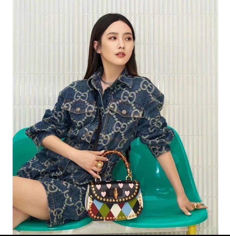 Gucci Gucci Blue logo jacquard full-print cotton lapel long-slee Size 25" / US 0 / IT 36 - 8 Thumbnail