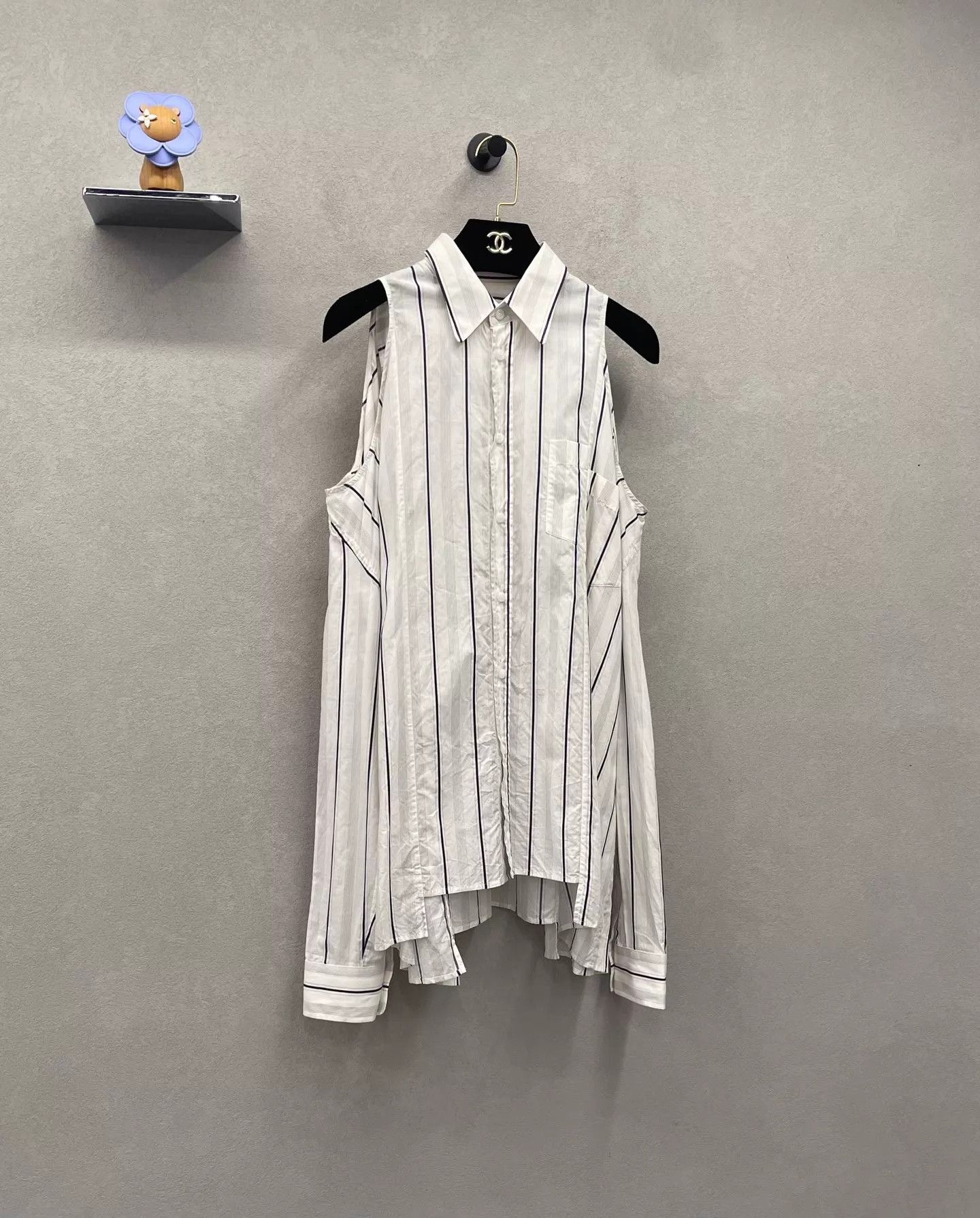 Maison Margiela MM 38 Off-Shoulder Classic Stripe Shirt Dresses Size XS / US 0-2 / IT 36-38 - 3 Thumbnail