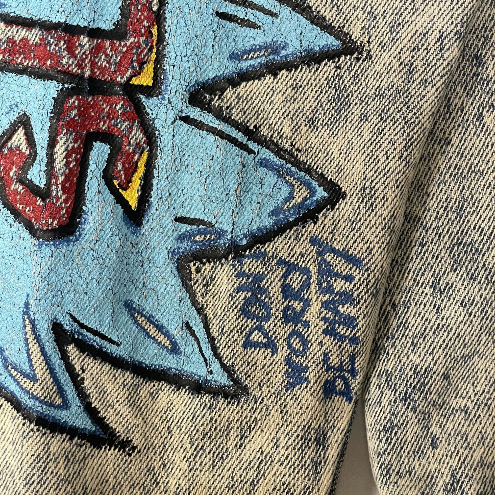 Slick Vtg Slick Bad Boy ACID WASH Blue Jean PUNK ROCKER Jacket Size US XL / EU 56 / 4 - 13 Thumbnail