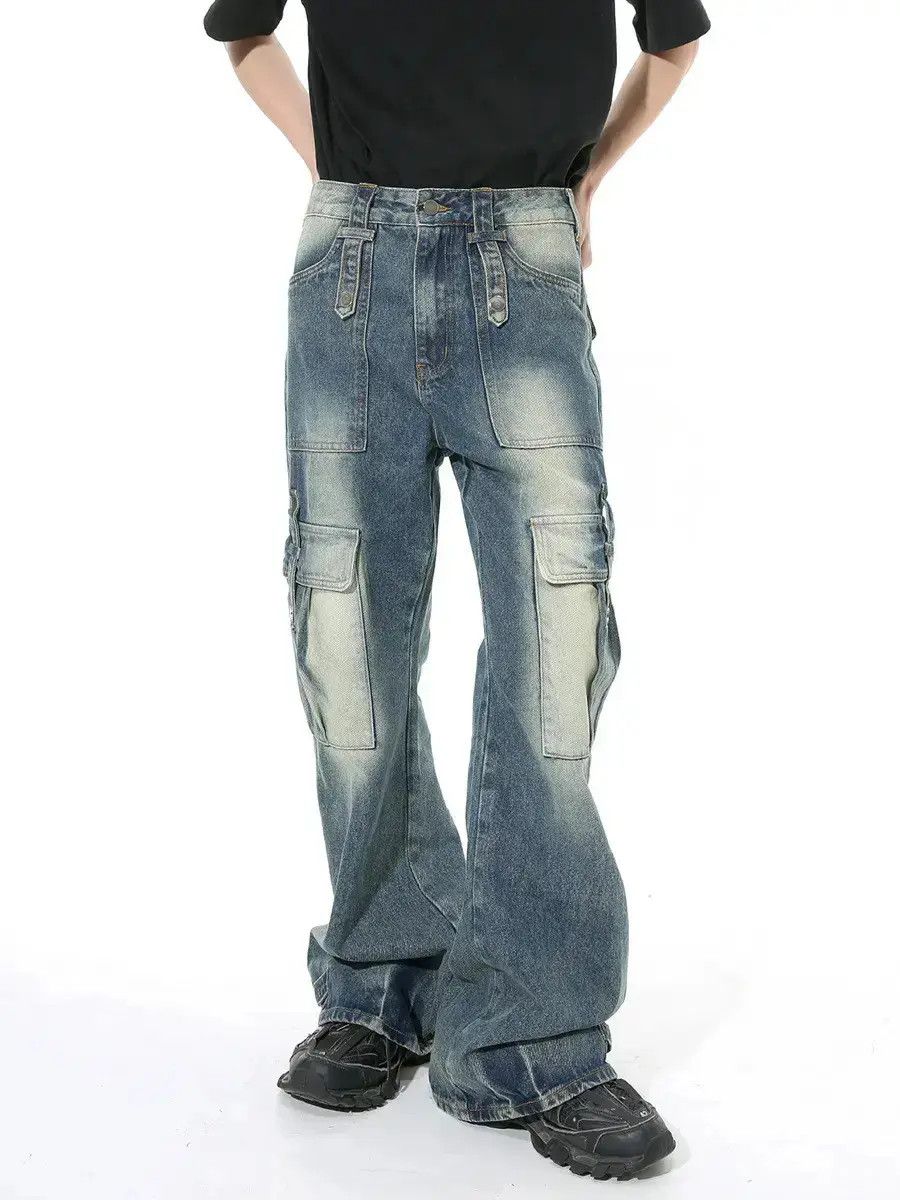 Japanese Brand Retro loose pocket straight leg jeans Size US 32 / EU 48 - 3 Thumbnail