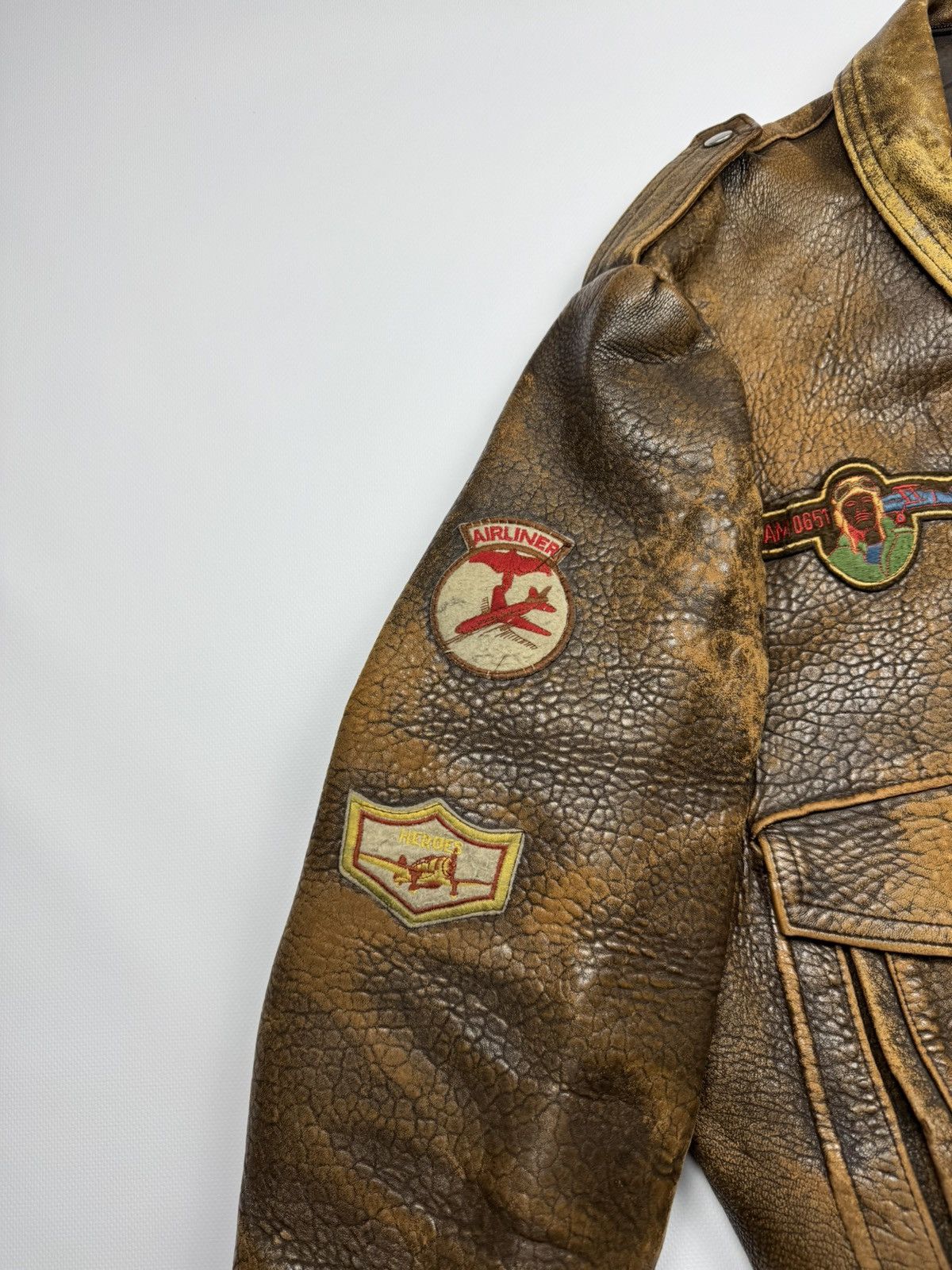 Vintage Vintage Top Gun Heavy Distressed Aviation Leather Jacket Size US L / EU 52-54 / 3 - 3 Thumbnail
