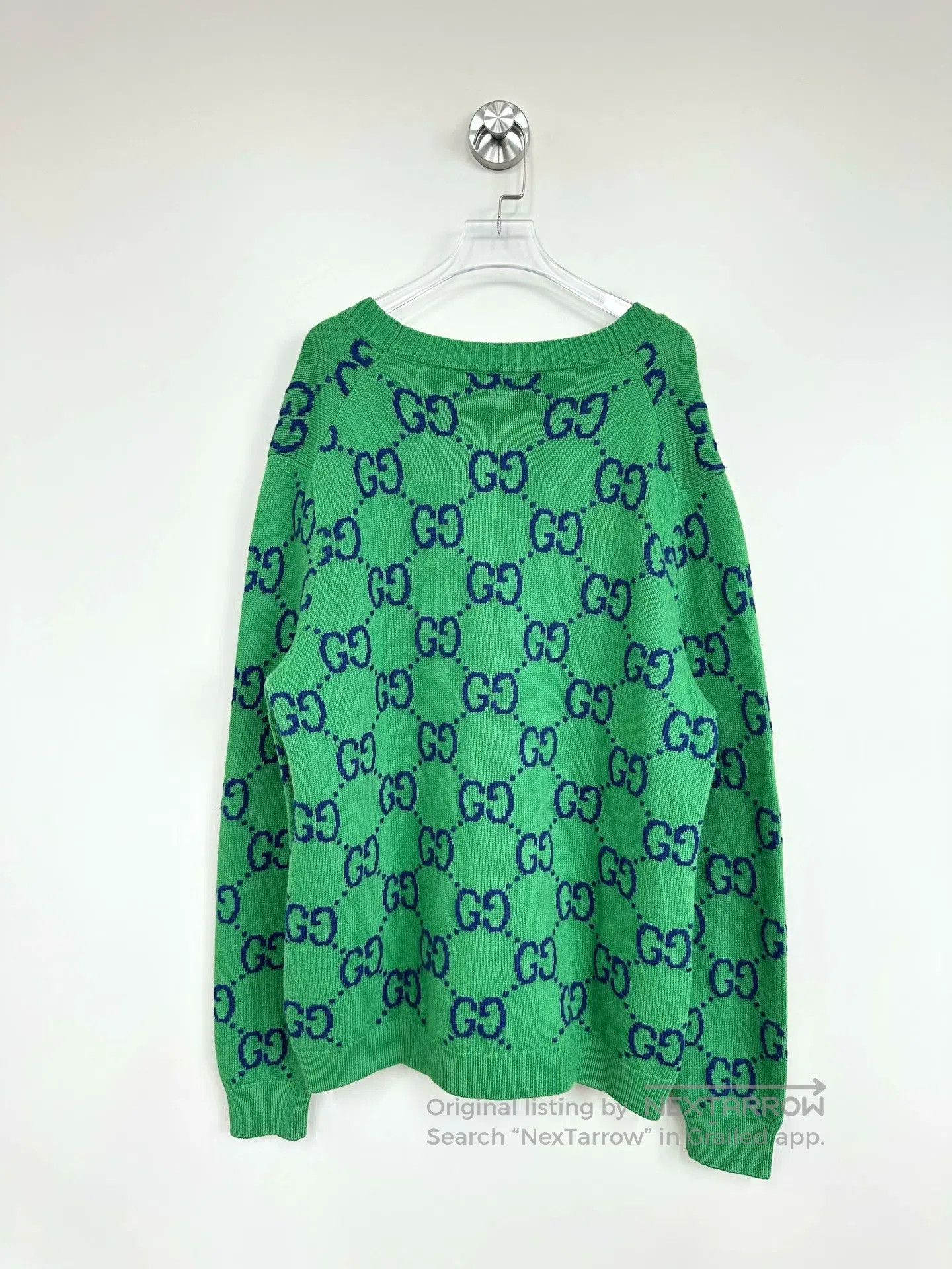 Gucci Guicci Green Double G Full Print Knit Cardigan Jacket| Size US L / EU 52-54 / 3 - 2 Thumbnail